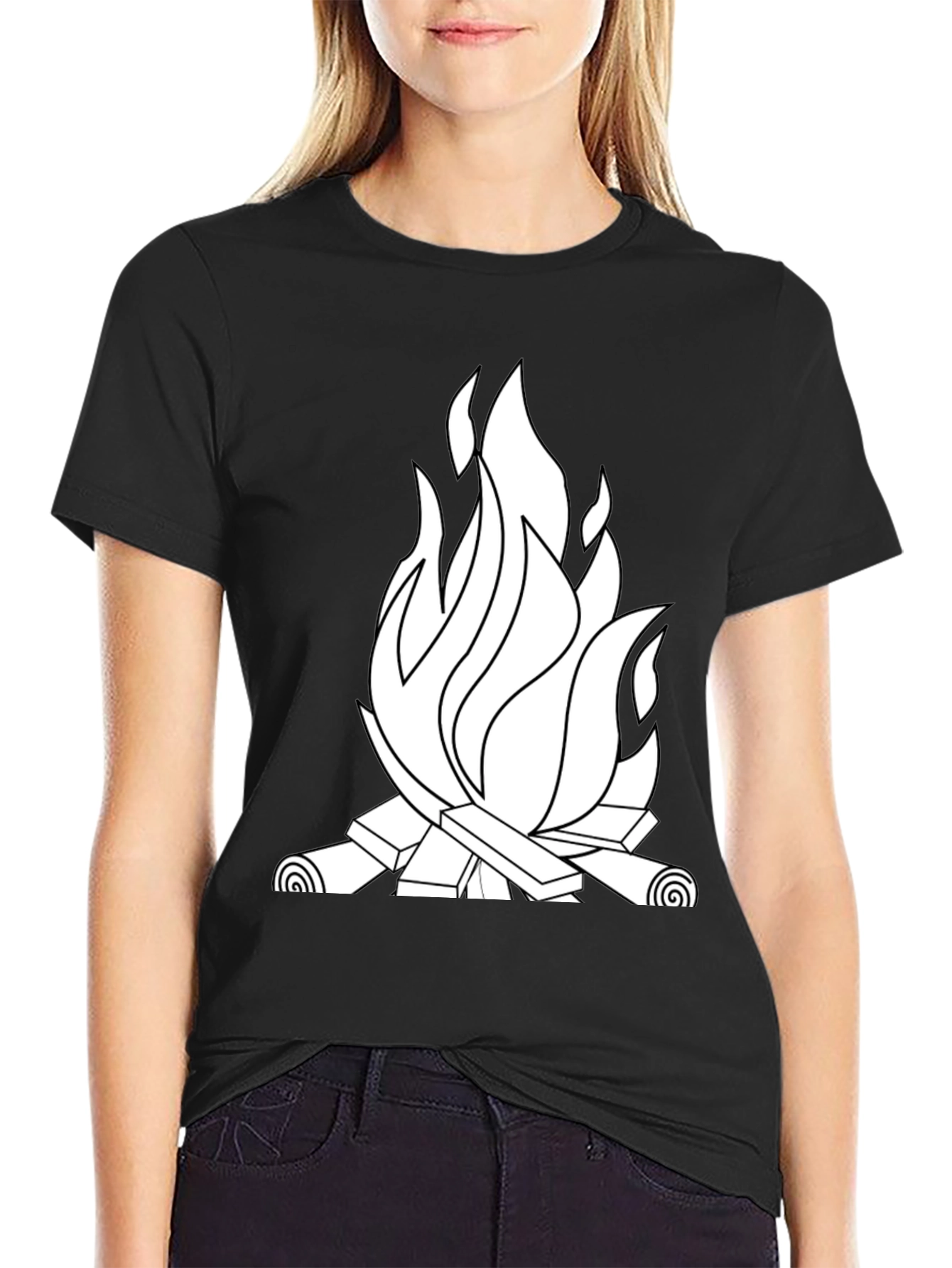 Campfire Graphic Tee - Black Cotton Blend