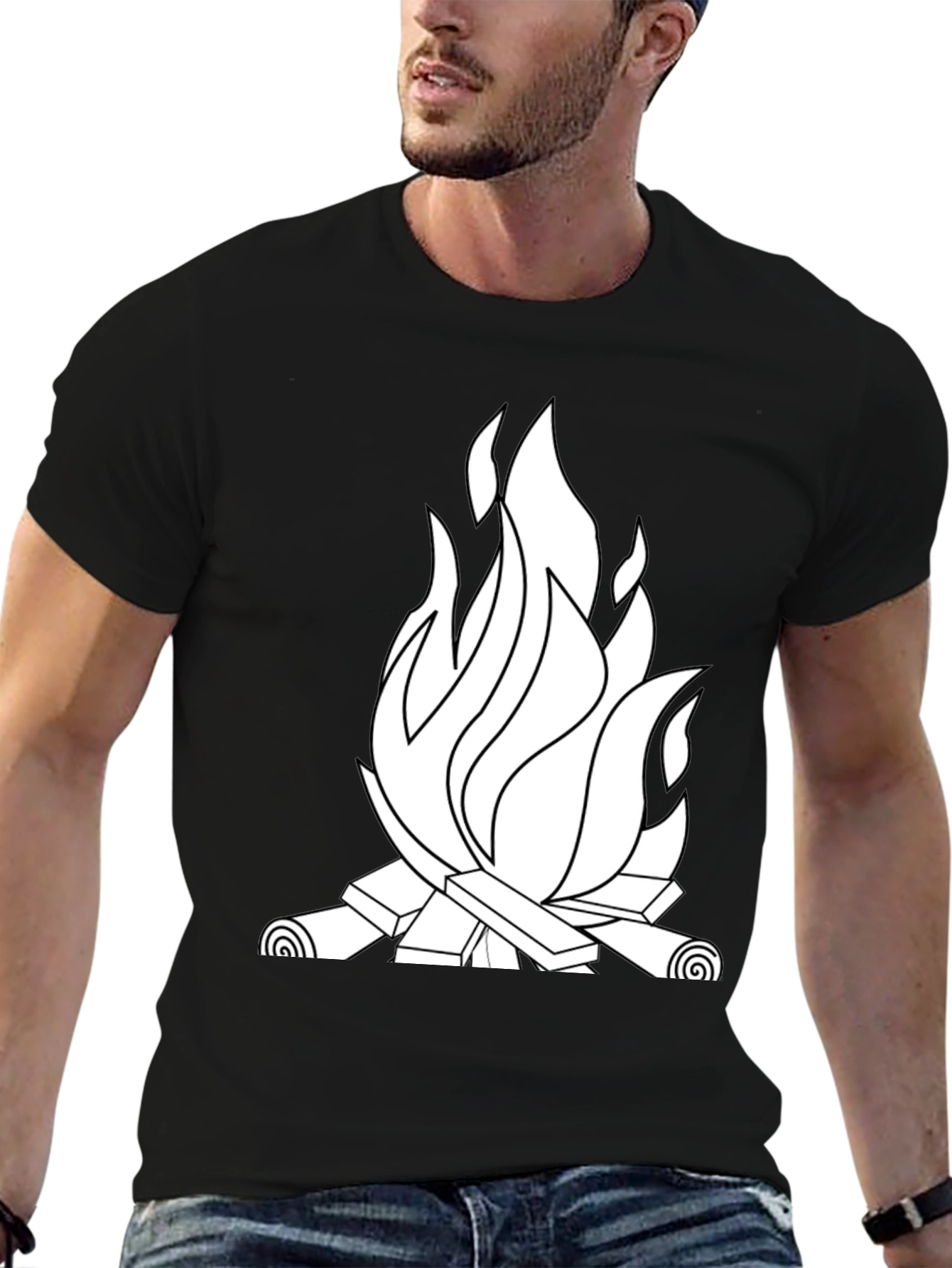 Campfire Graphic Tee - Black Cotton Blend