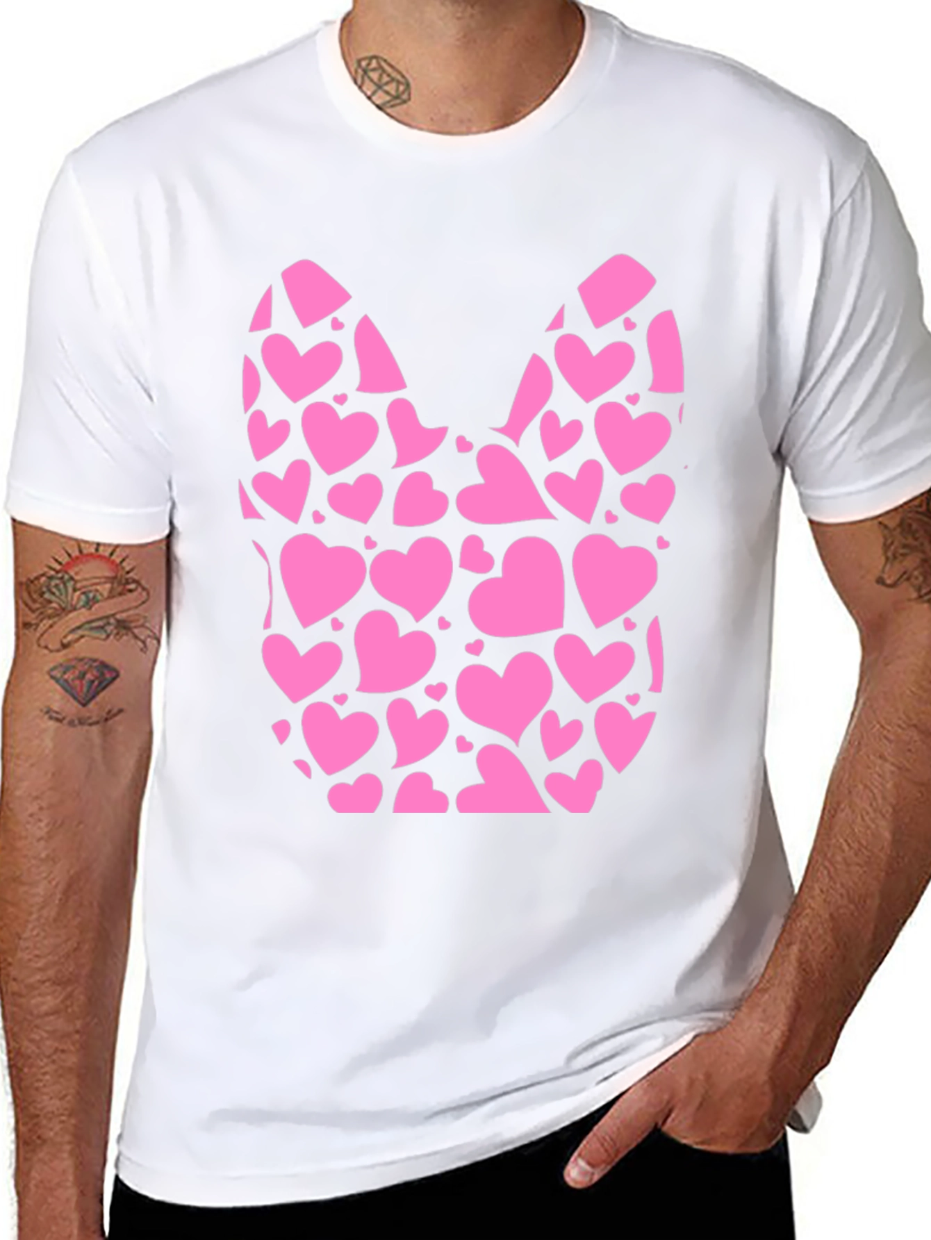 Heart Filled Bunny Tee - Black Cotton Blend