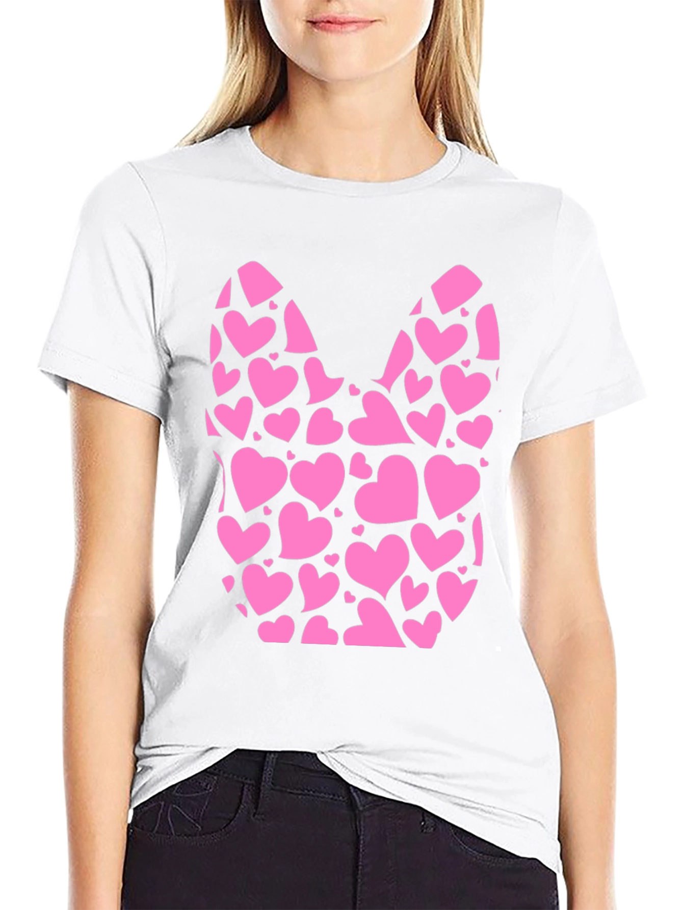 Heart Filled Bunny Tee - Black Cotton Blend
