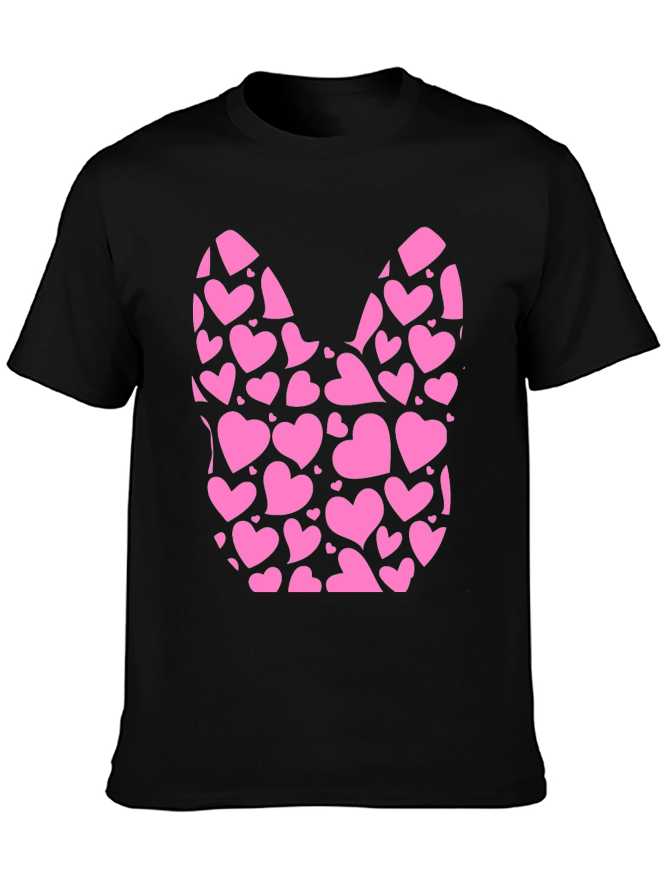Heart Filled Bunny Tee - Black Cotton Blend