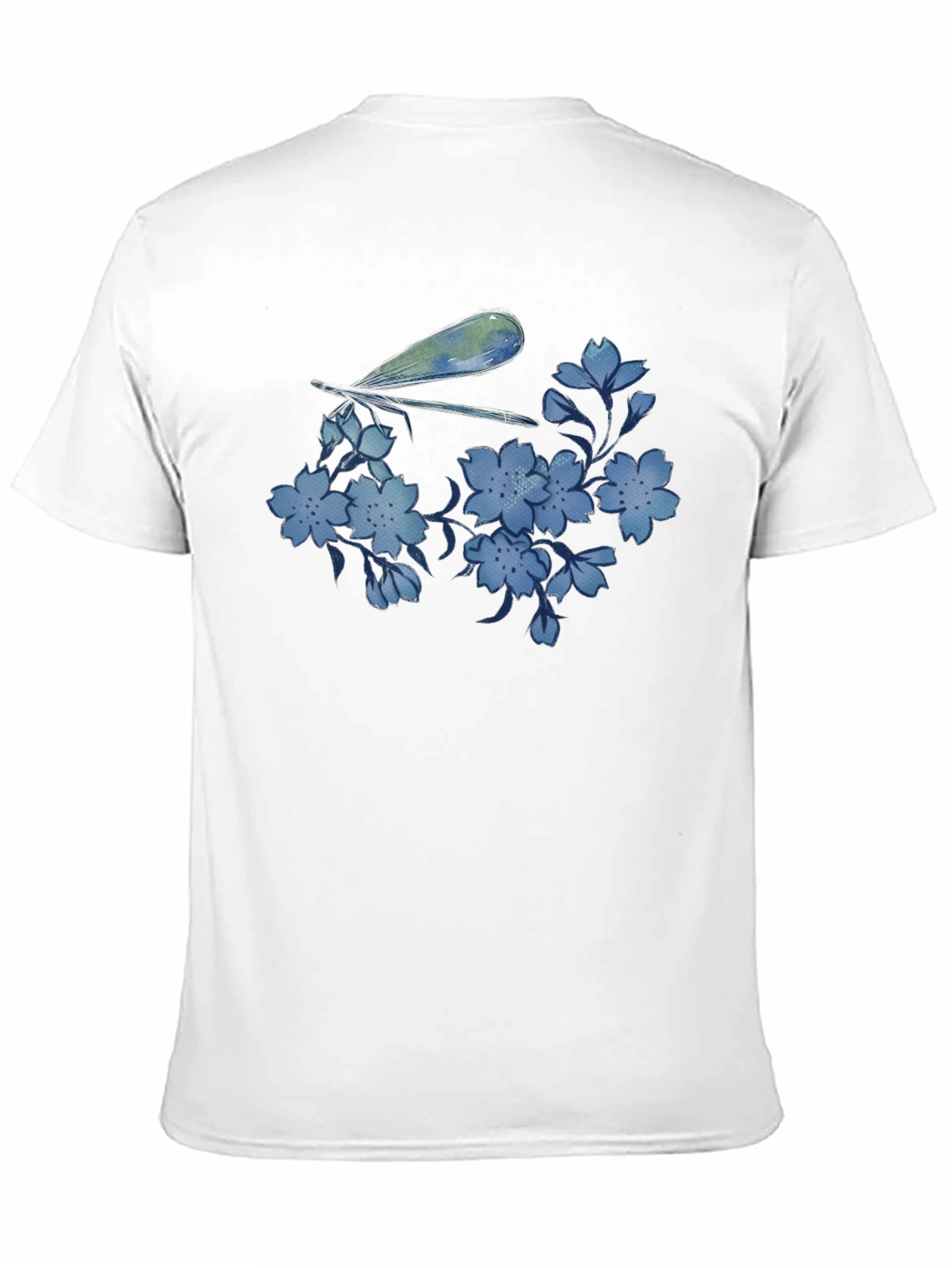 Dragonfly & Floral Print Black T-Shirt