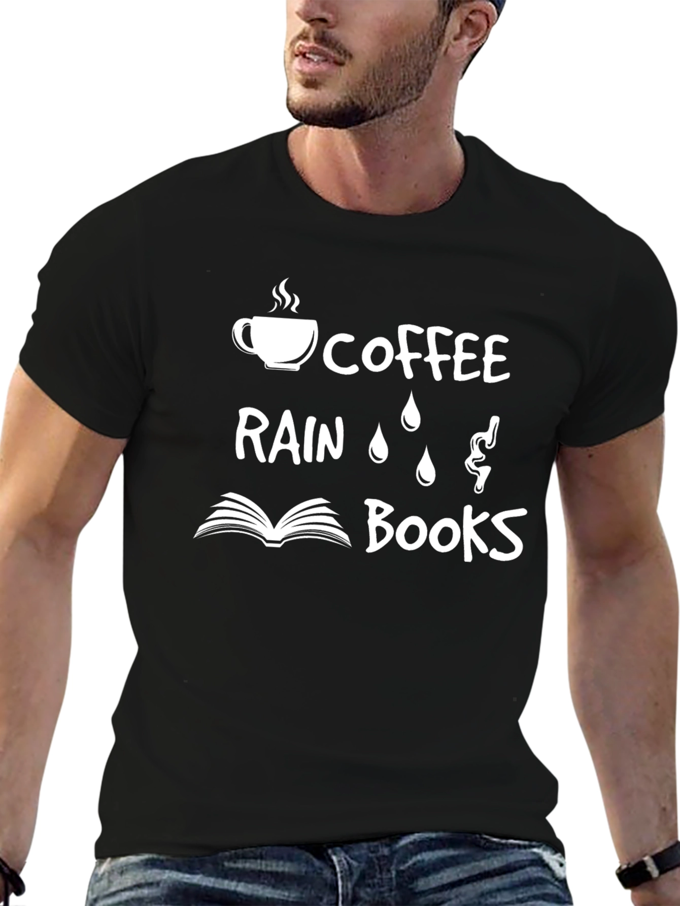 Coffee Rain & Books Black Graphic Tee