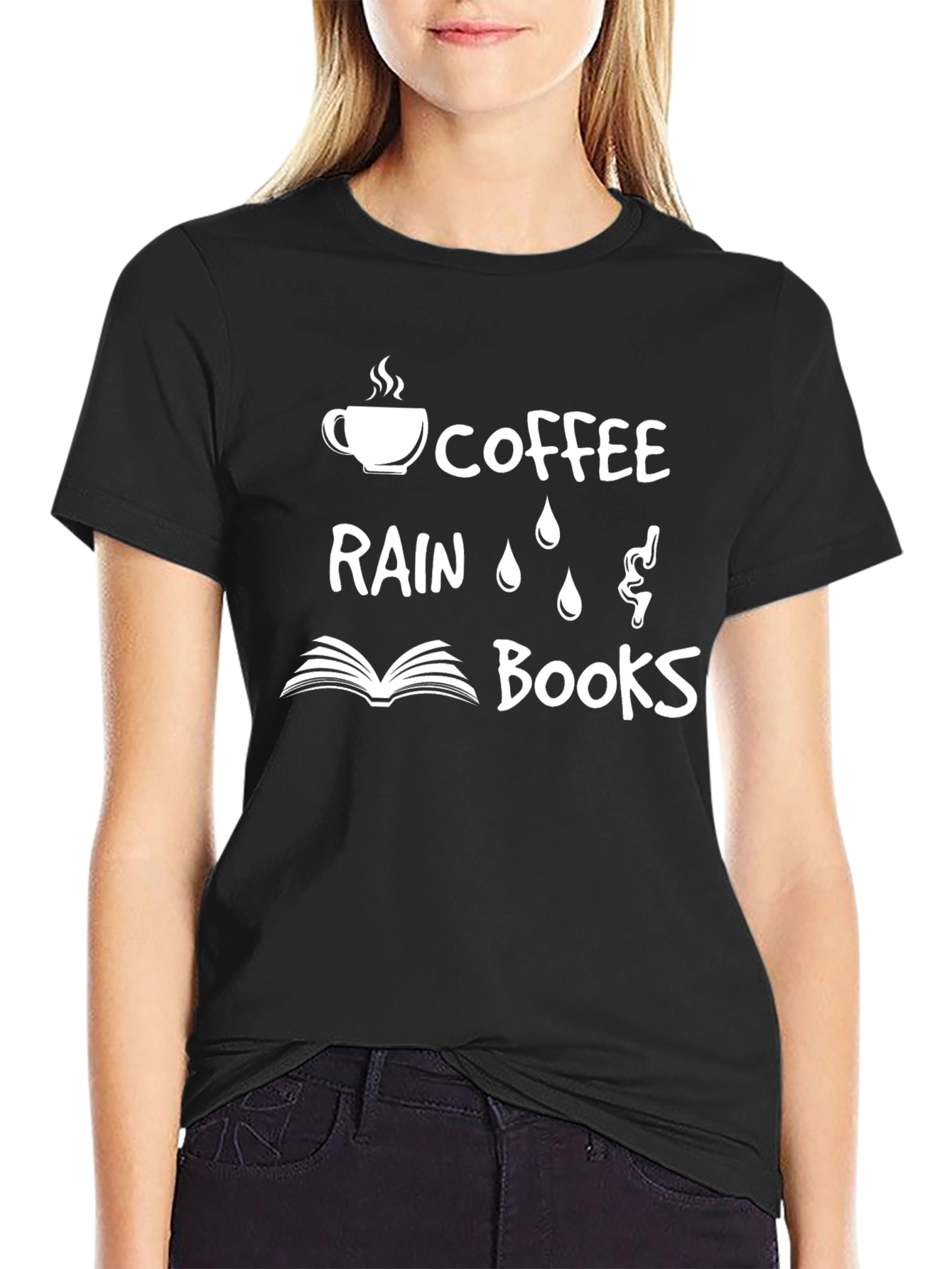 Coffee Rain & Books Black Graphic Tee