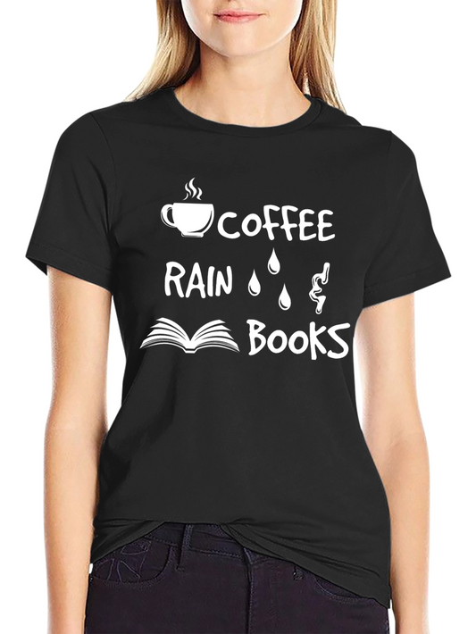 Coffee Rain & Books Black Graphic Tee