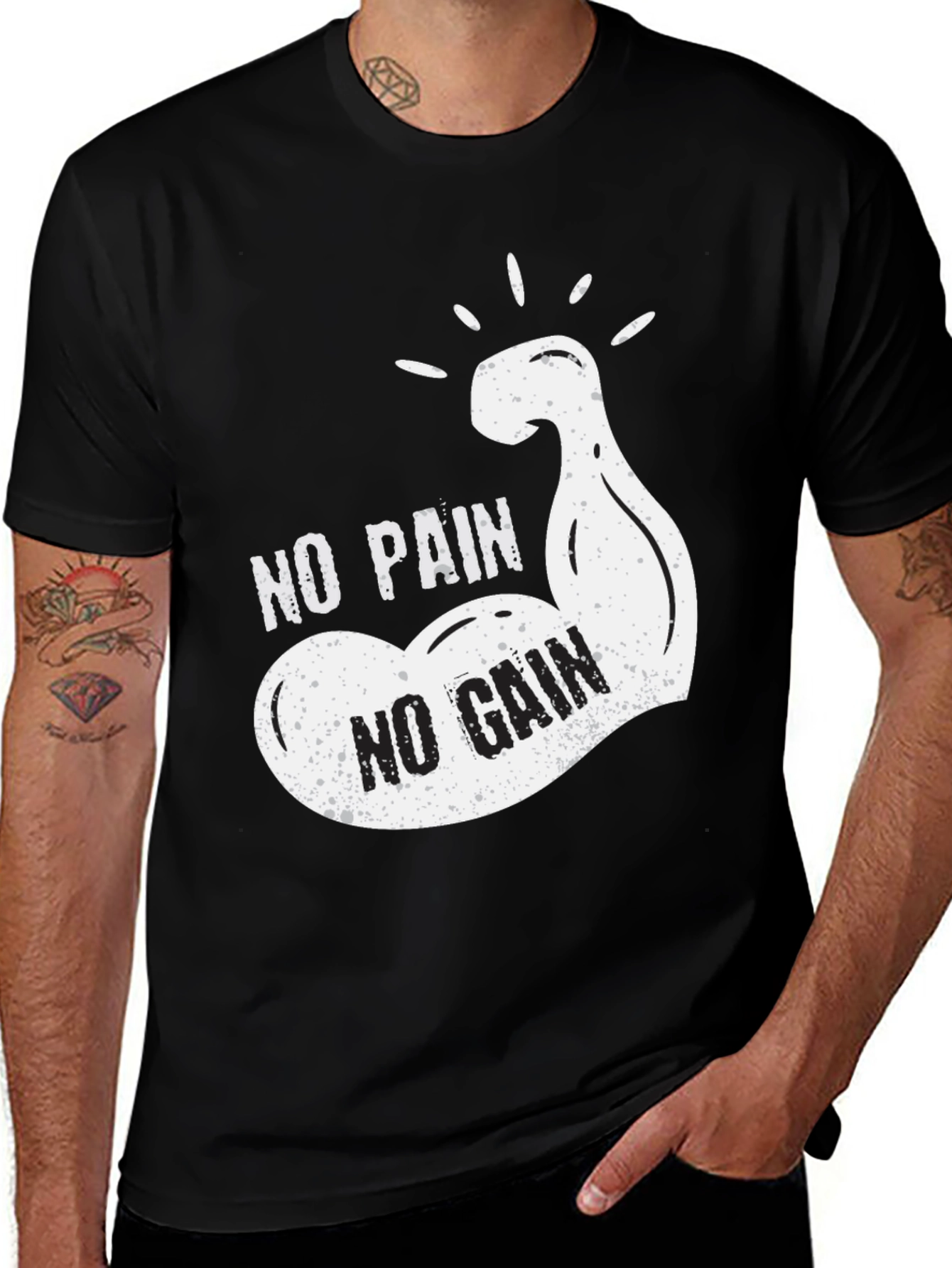 No Pain No Gain Graphic Tee - Black