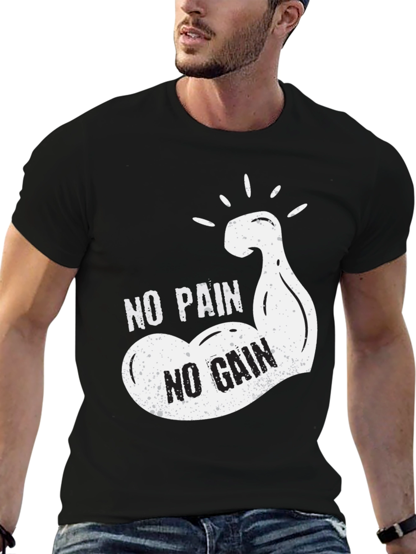 No Pain No Gain Graphic Tee - Black