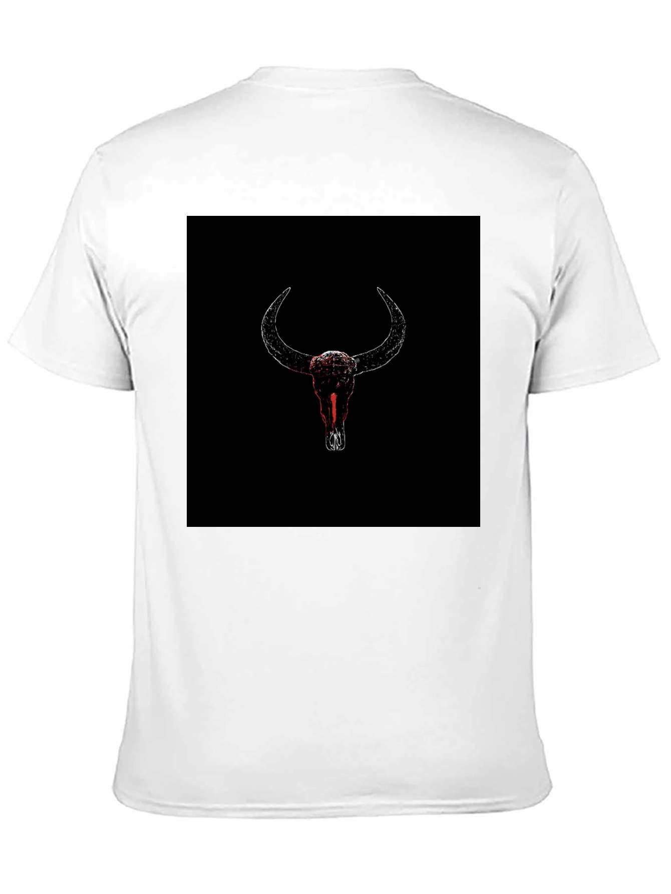 Black T-Shirt with Bull Skull Graphic