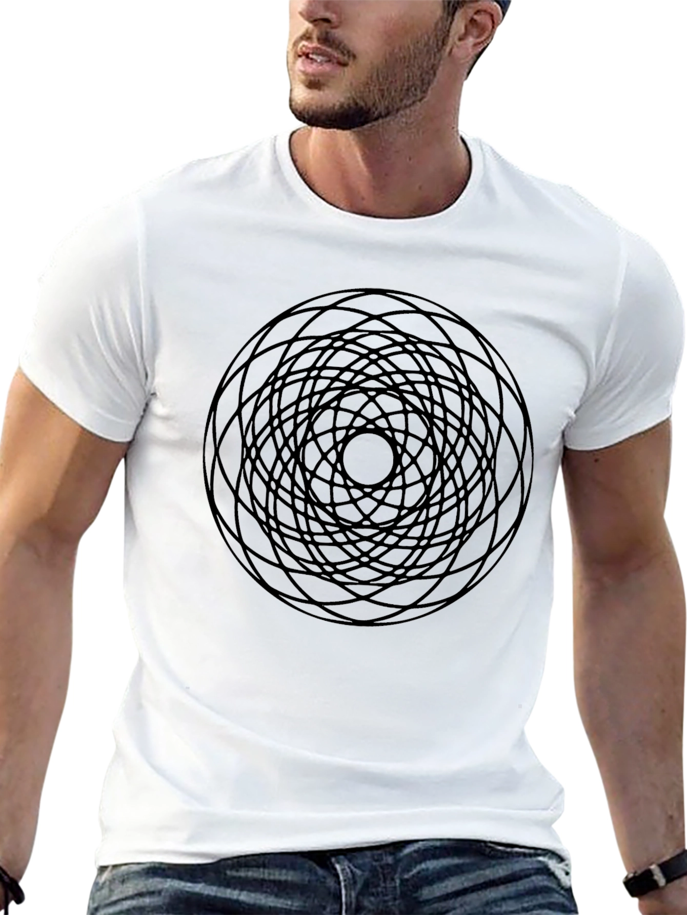 Geometric Circle Tee - Modern Black Graphic T-Shirt