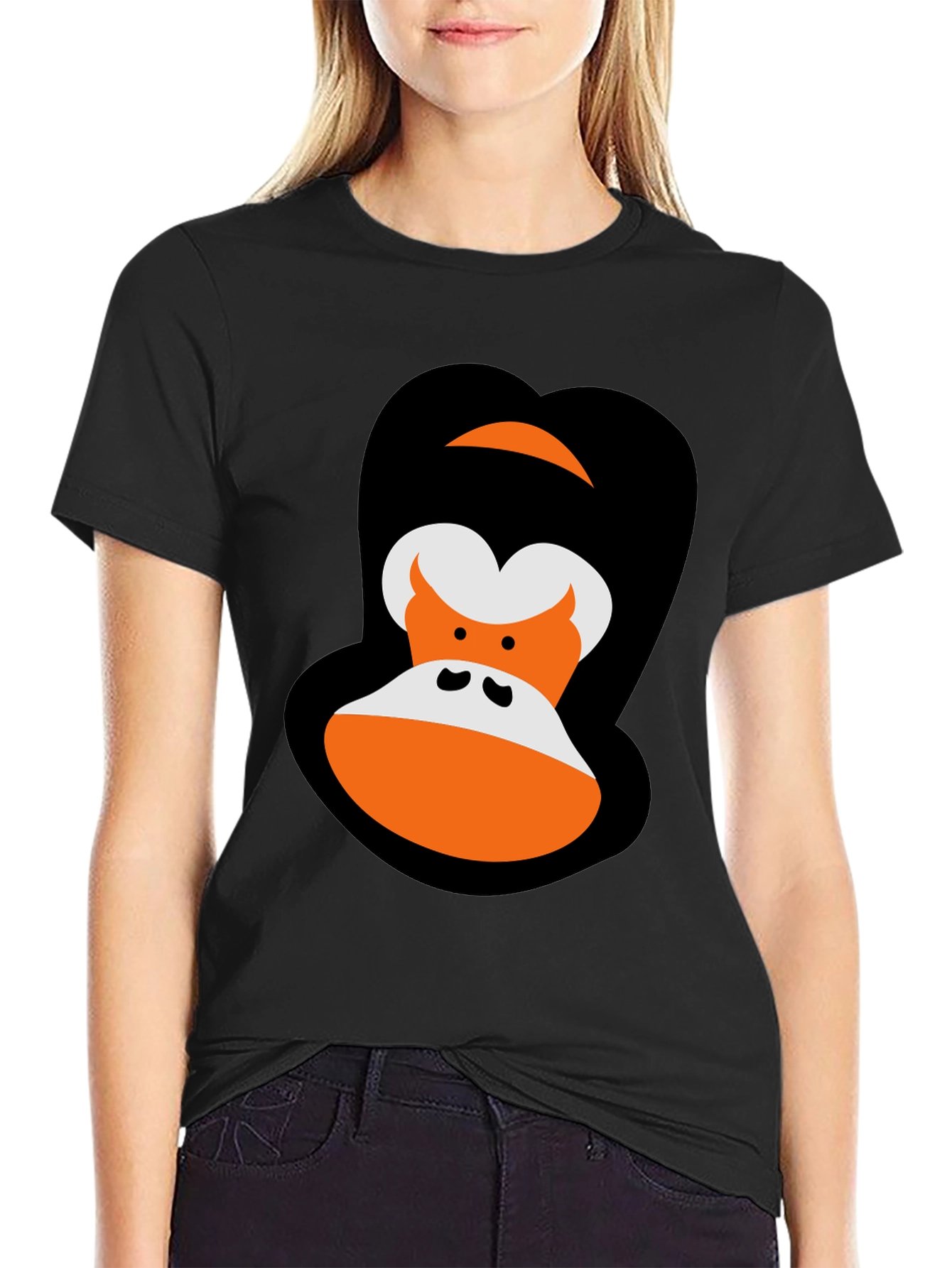 Cartoon Gorilla Graphic Tee - Black