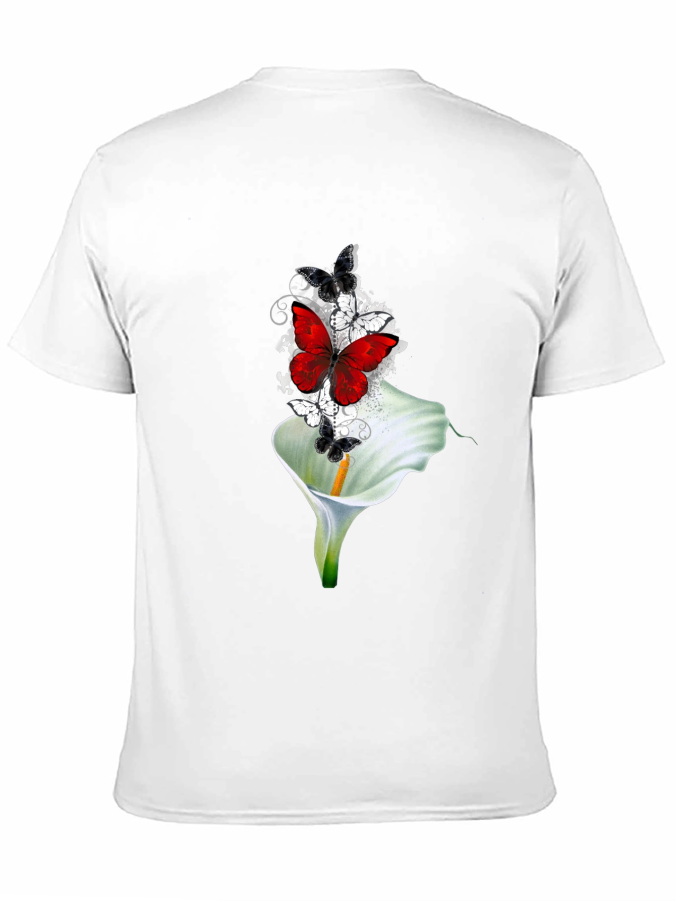 Butterfly & Lily Graphic T-Shirt - Black