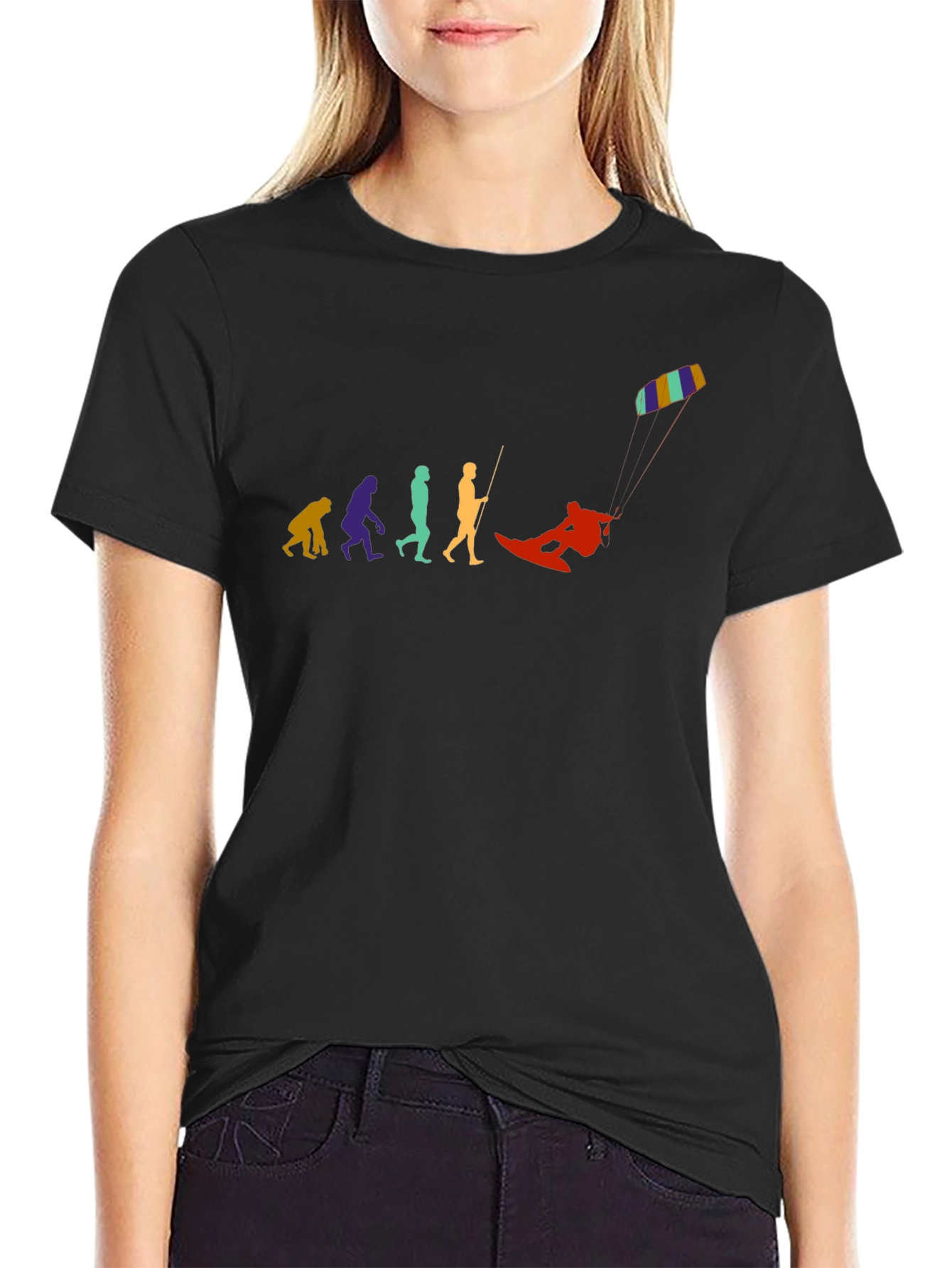 Evolution of Kiteboarding Black T-Shirt