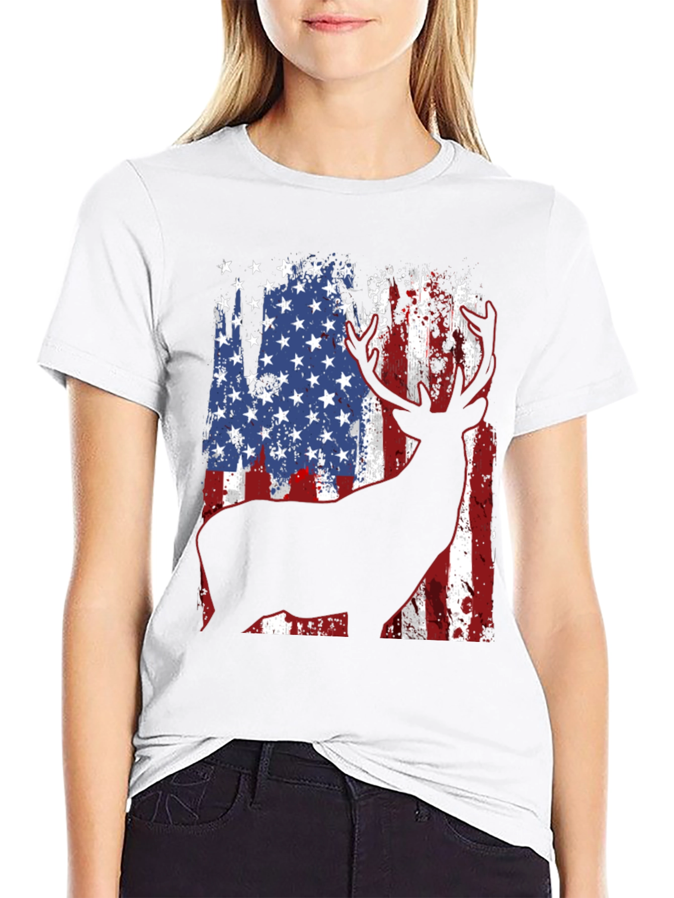 American Flag Deer Graphic Tee