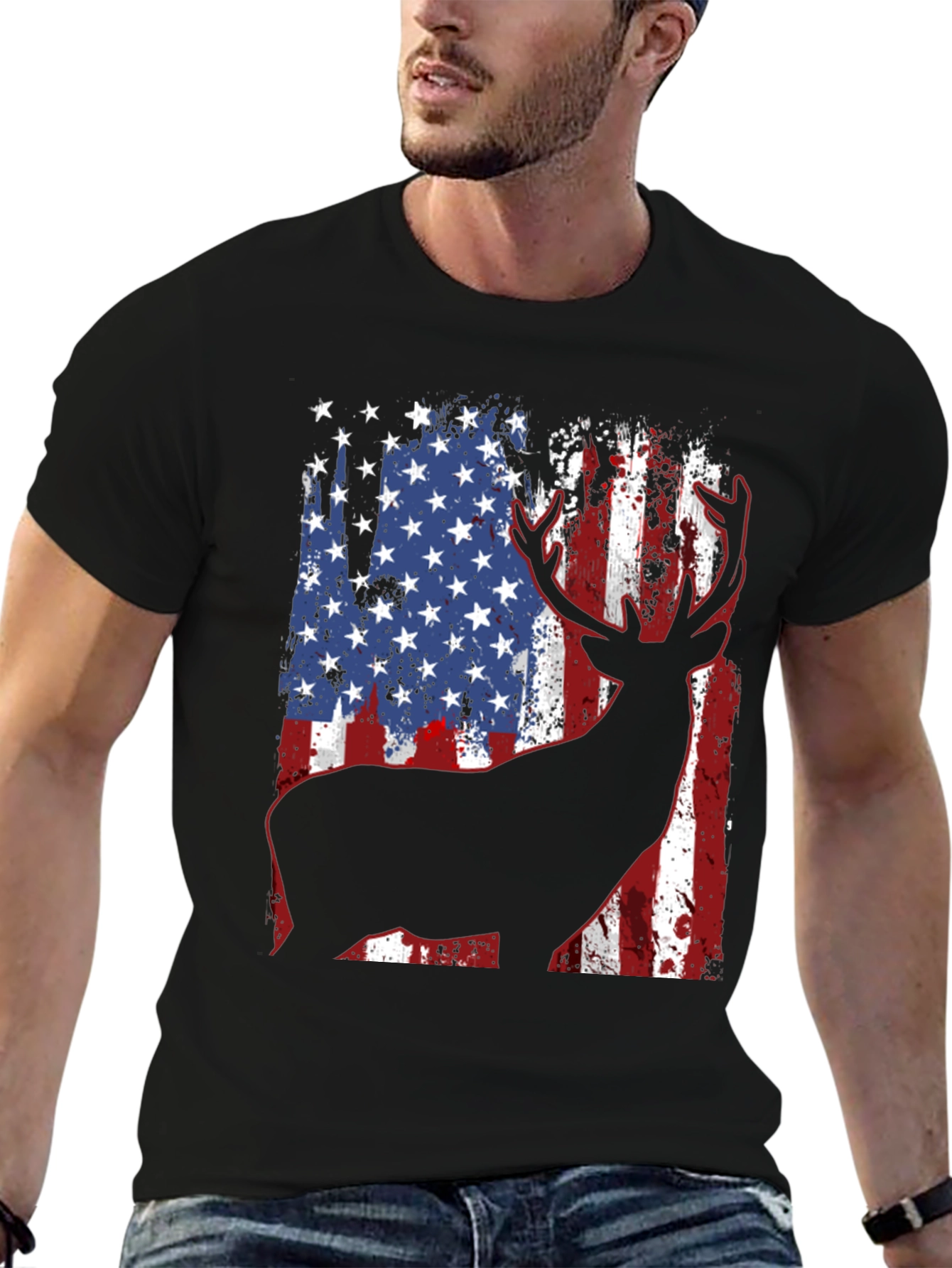American Flag Deer Graphic Tee