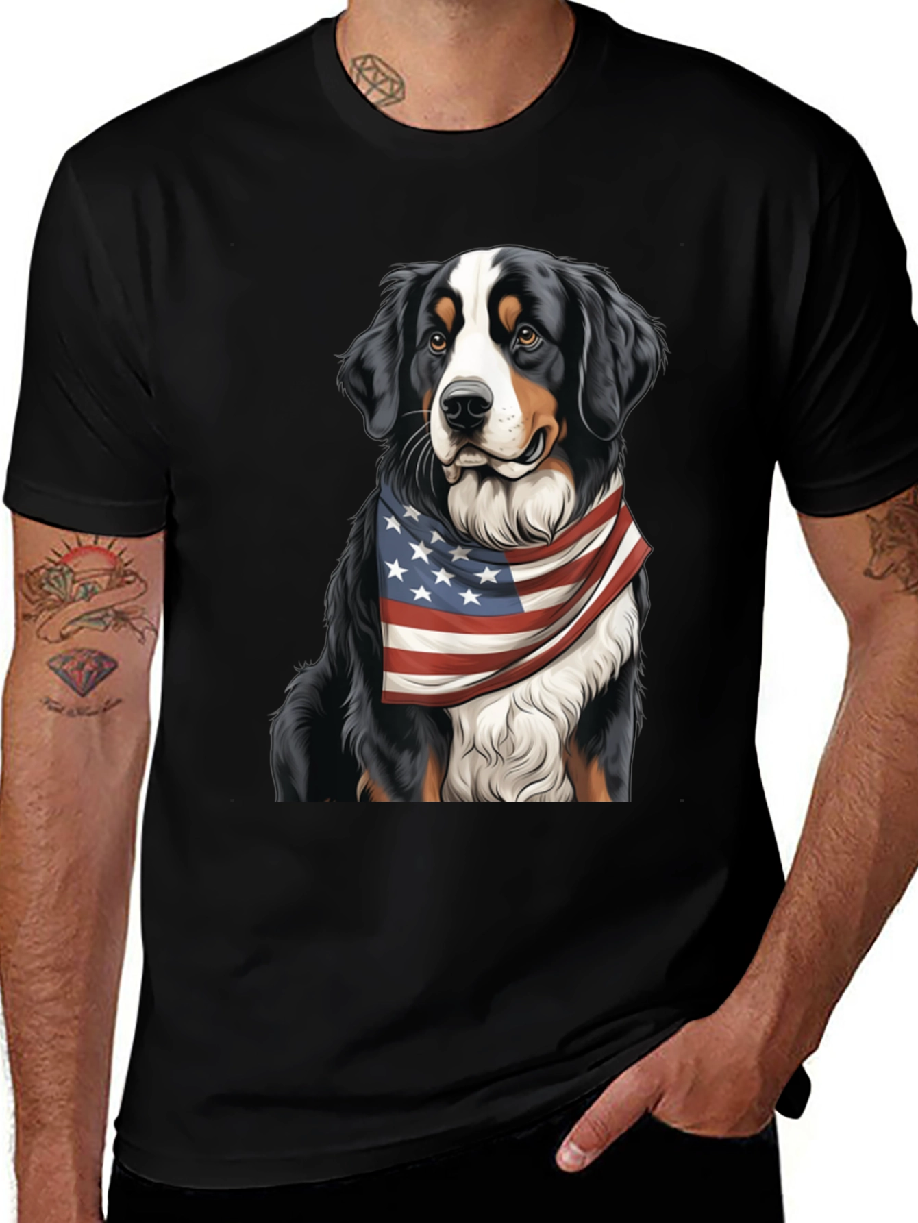 Patriotic Bernese Mountain Dog T-Shirt – American Dog Lover Tee