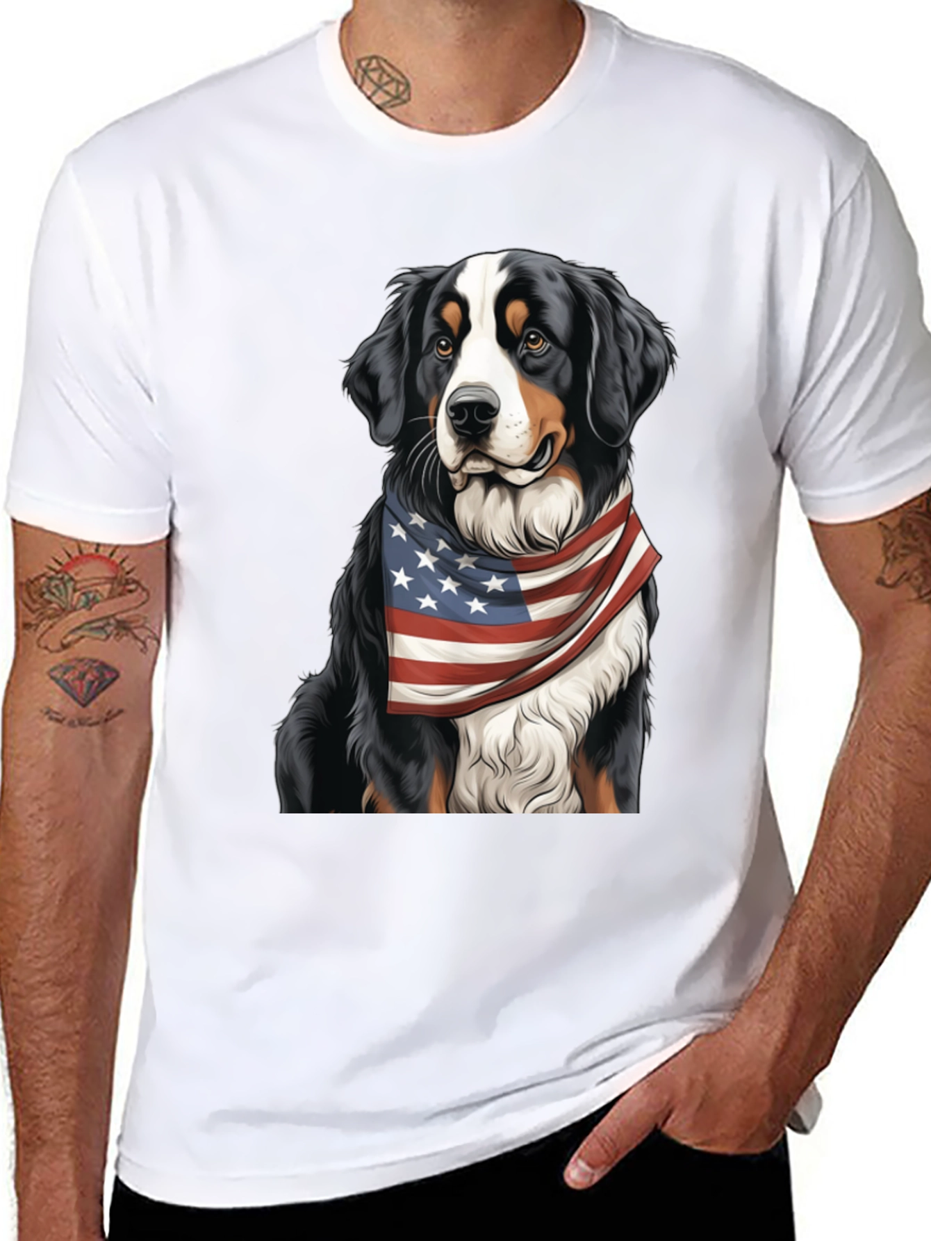 Patriotic Bernese Mountain Dog T-Shirt – American Dog Lover Tee