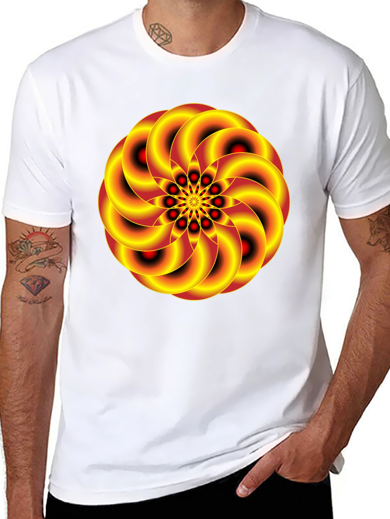 Abstract Swirl Graphic Black T-Shirt