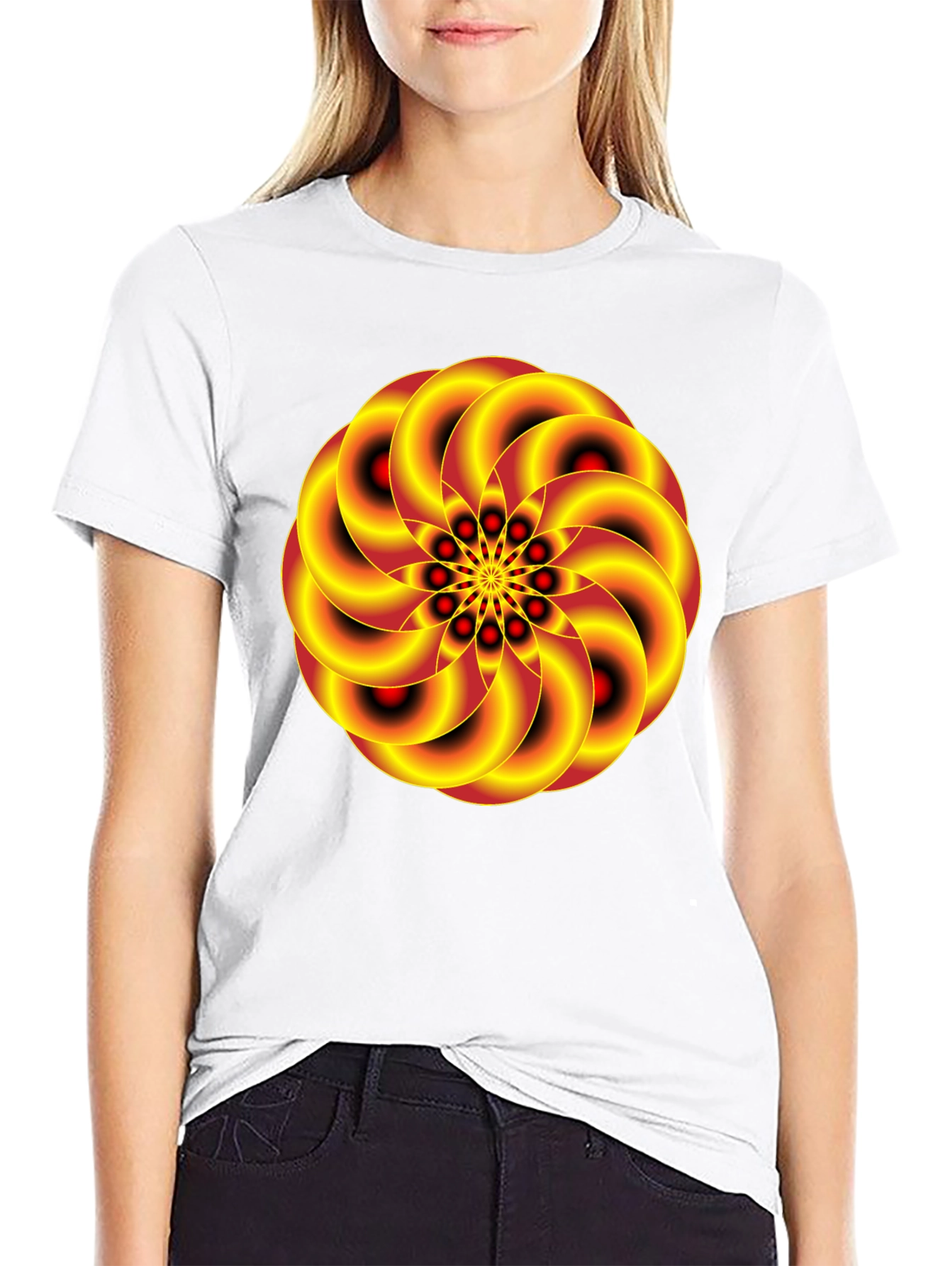 Abstract Swirl Graphic Black T-Shirt