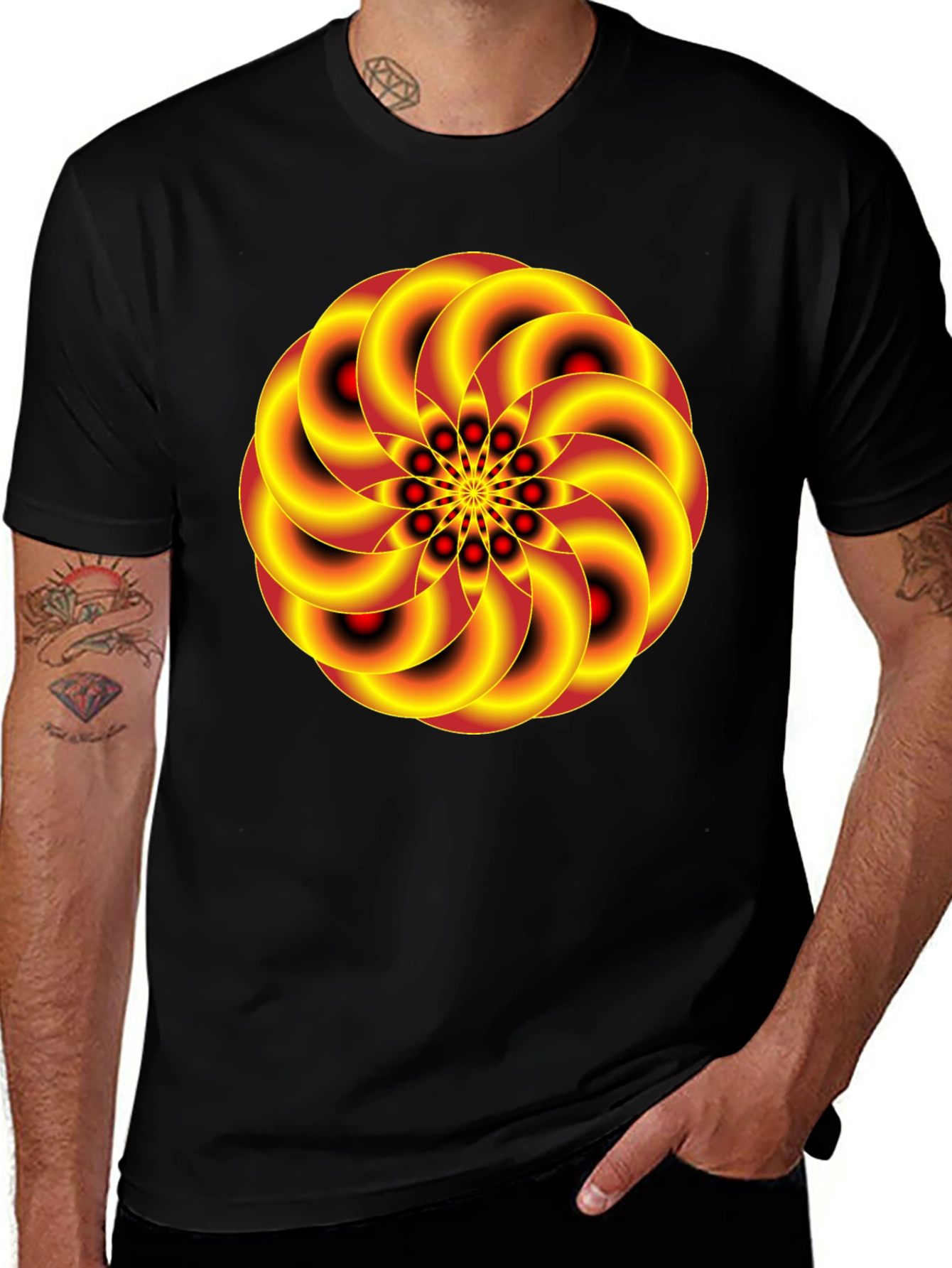 Abstract Swirl Graphic Black T-Shirt