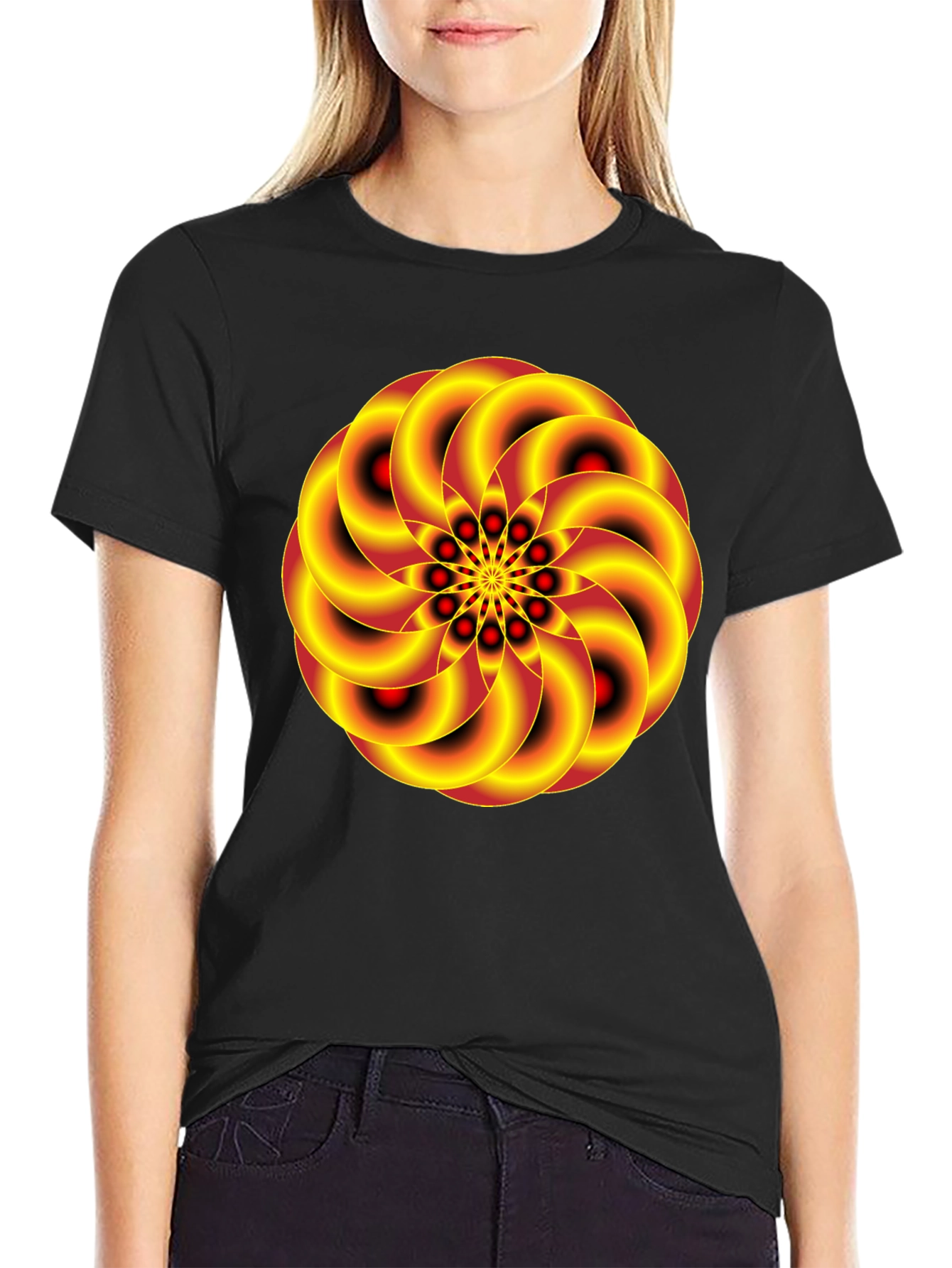 Abstract Swirl Graphic Black T-Shirt