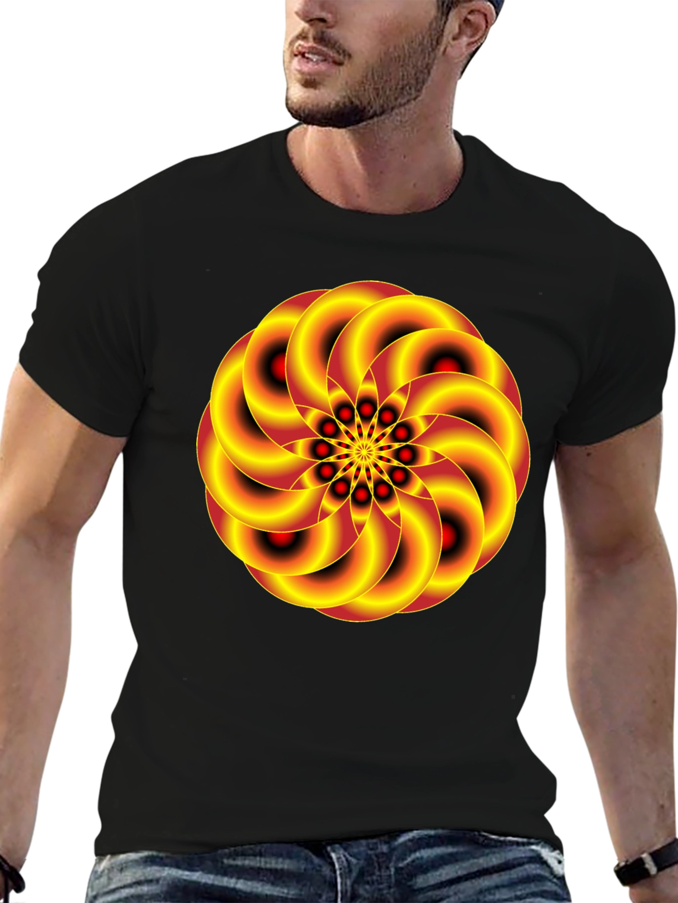 Abstract Swirl Graphic Black T-Shirt