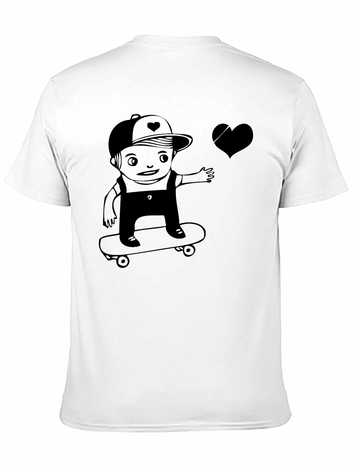 Skateboarding Kid Graphic Tee - Black Cotton