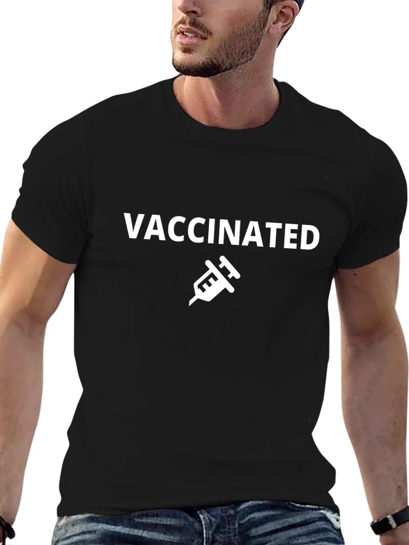 Vaccinated Graphic Tee - Black Cotton T-Shirt