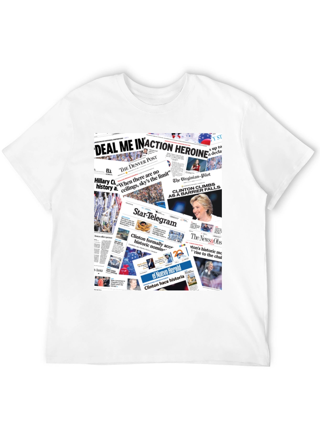 Newspaper Print Graphic Tee - Political Statement T-Shirt
