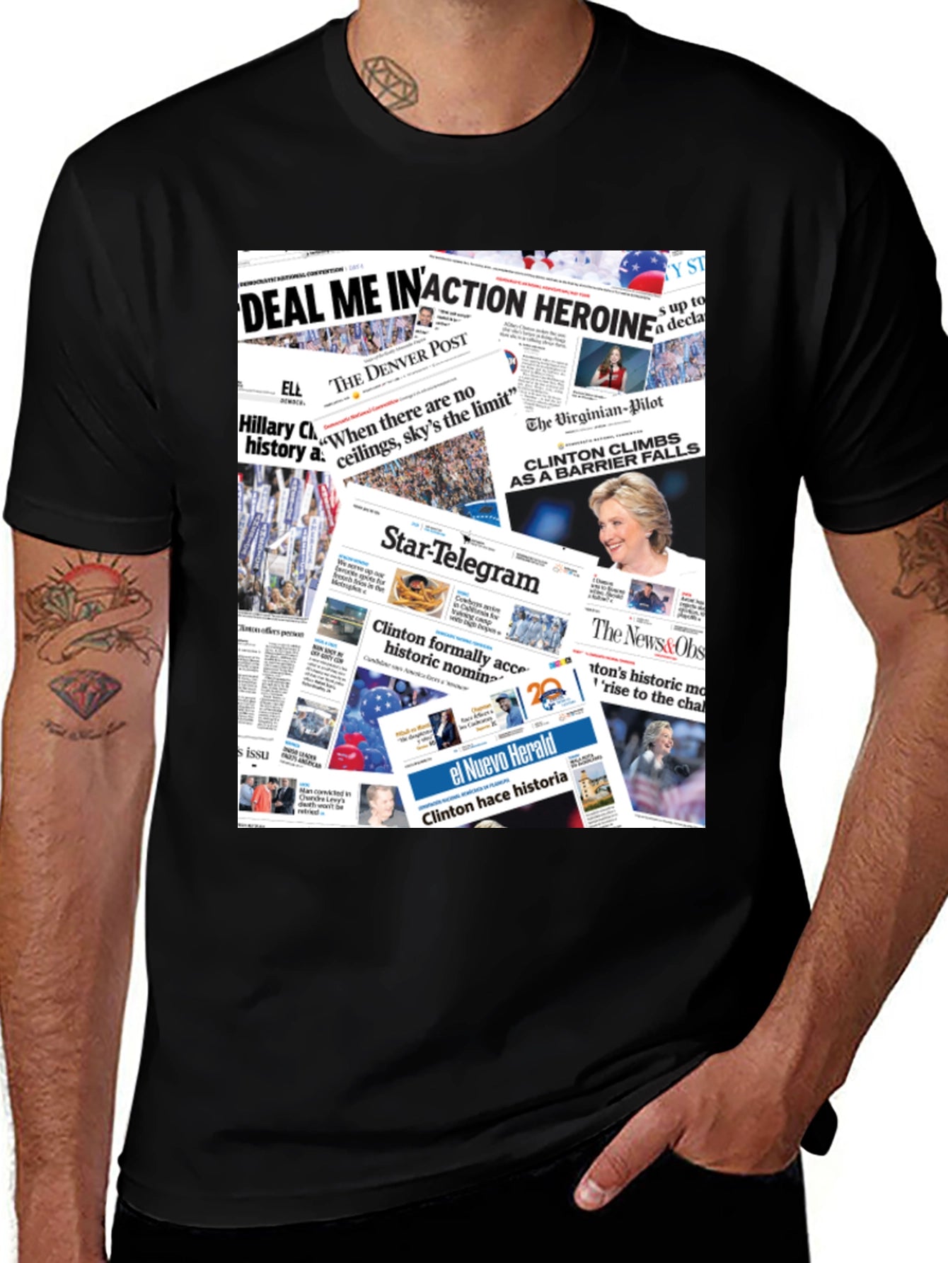 Newspaper Print Graphic Tee - Political Statement T-Shirt