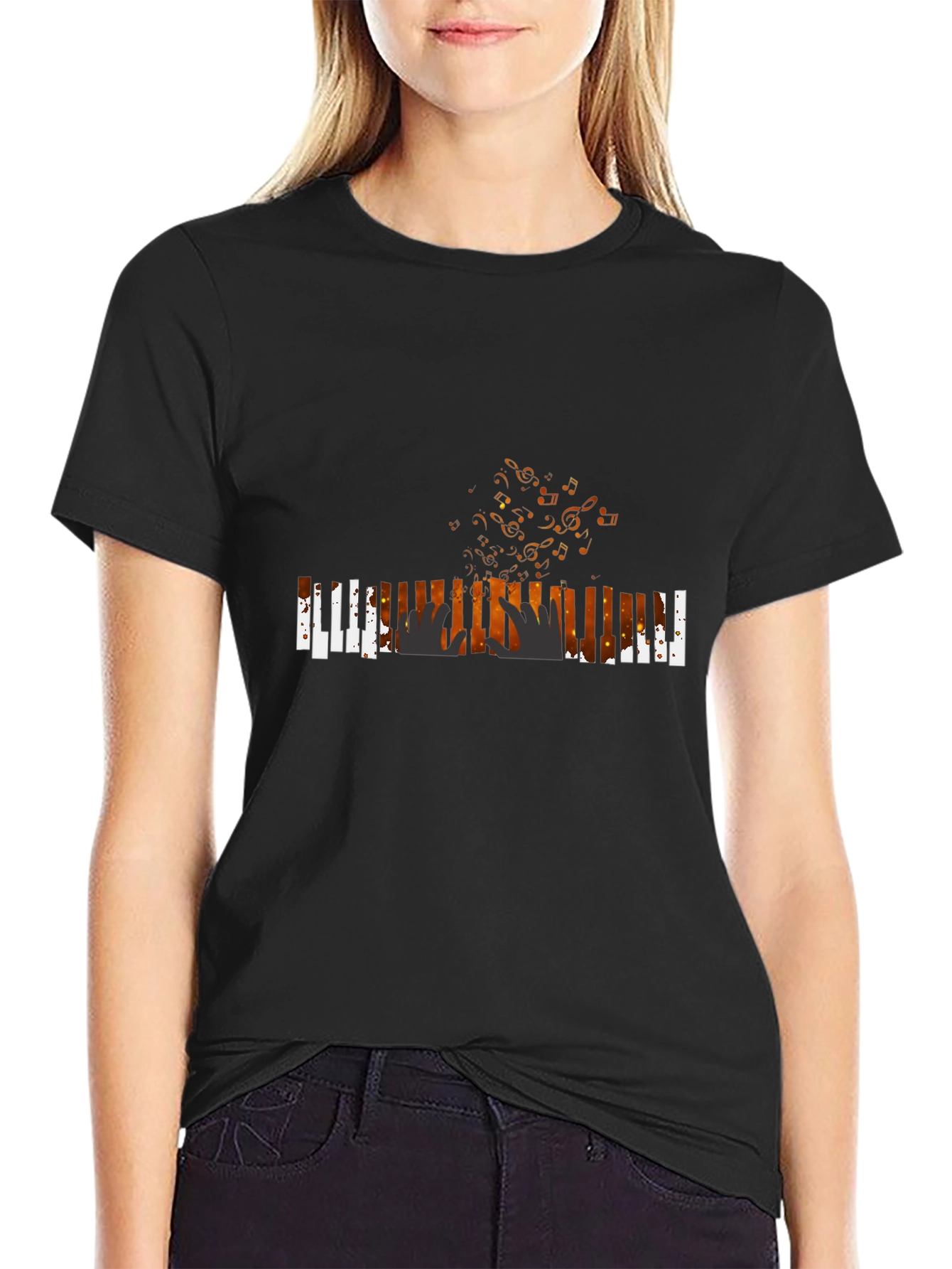 Musical Piano Player Black T-Shirt