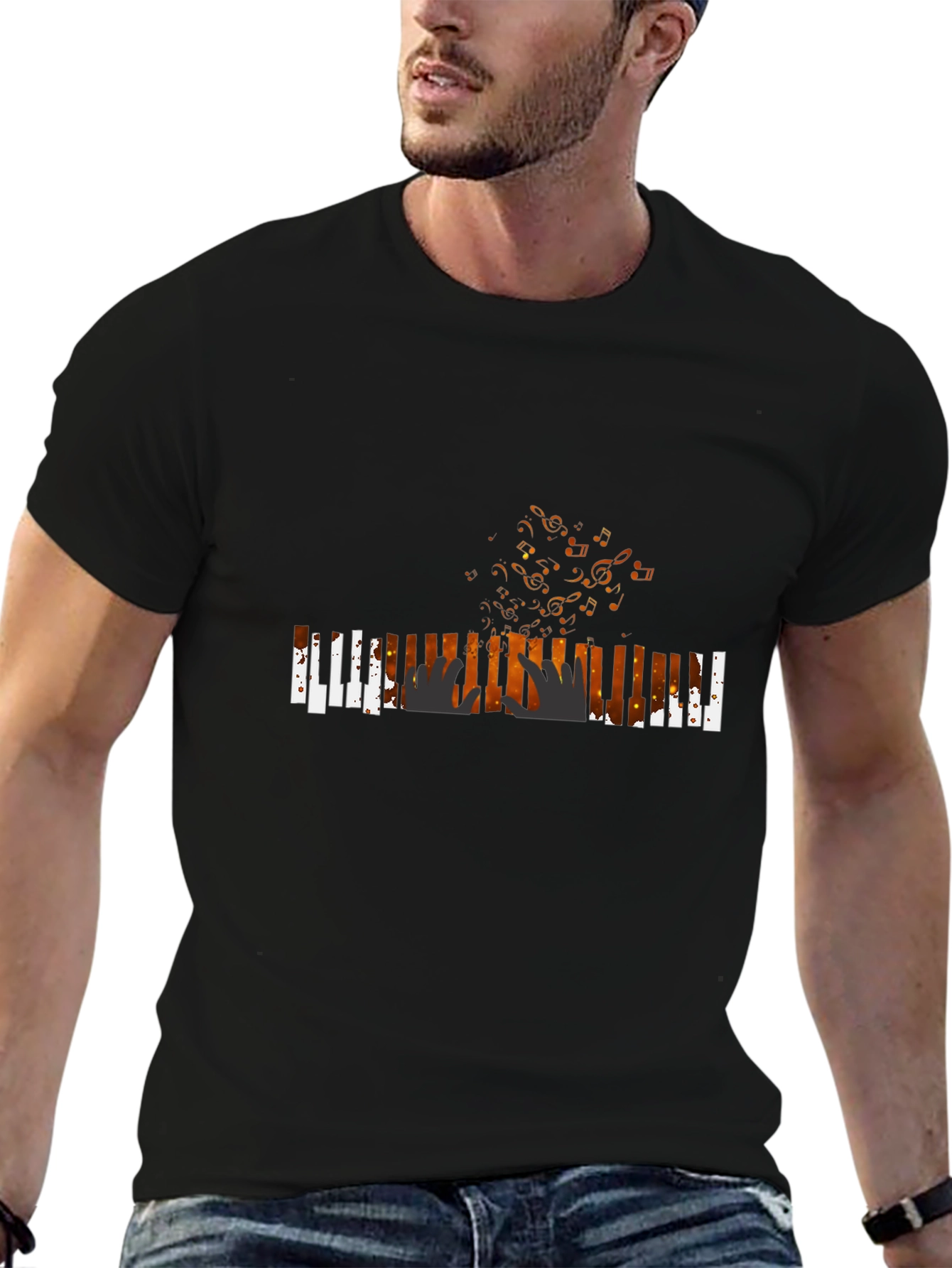 Musical Piano Player Black T-Shirt