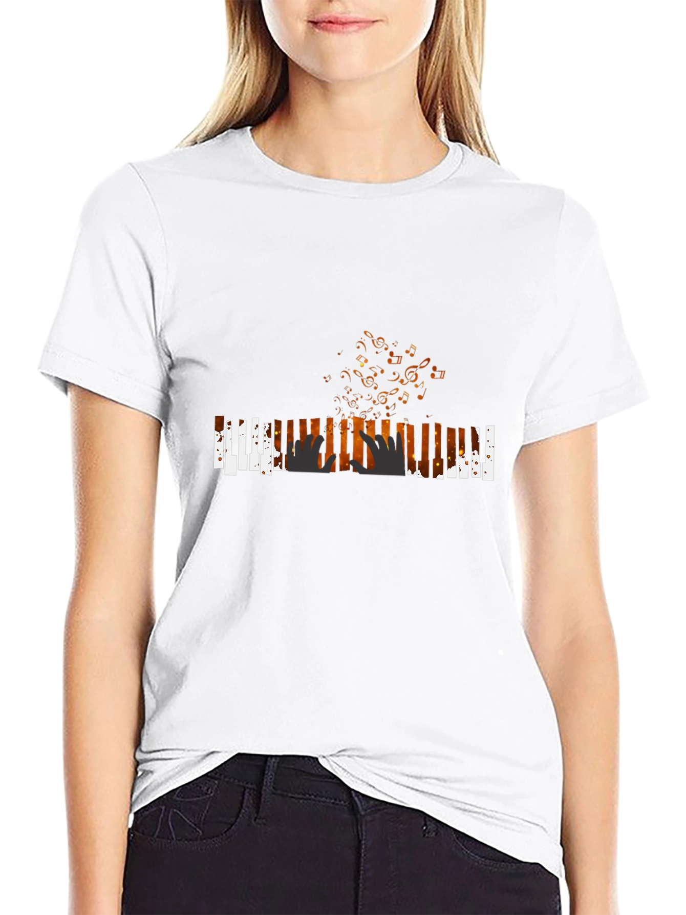 Musical Piano Player Black T-Shirt