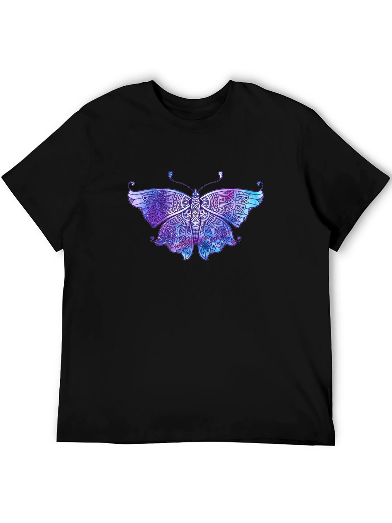 Butterfly Mandala Graphic Tee - Black Cotton T-Shirt