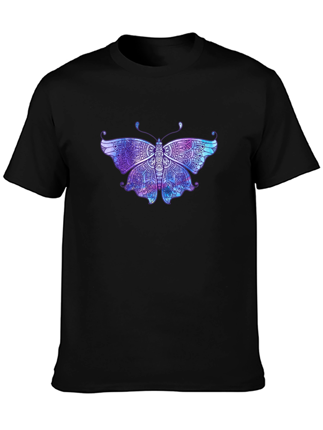 Butterfly Mandala Graphic Tee - Black Cotton T-Shirt