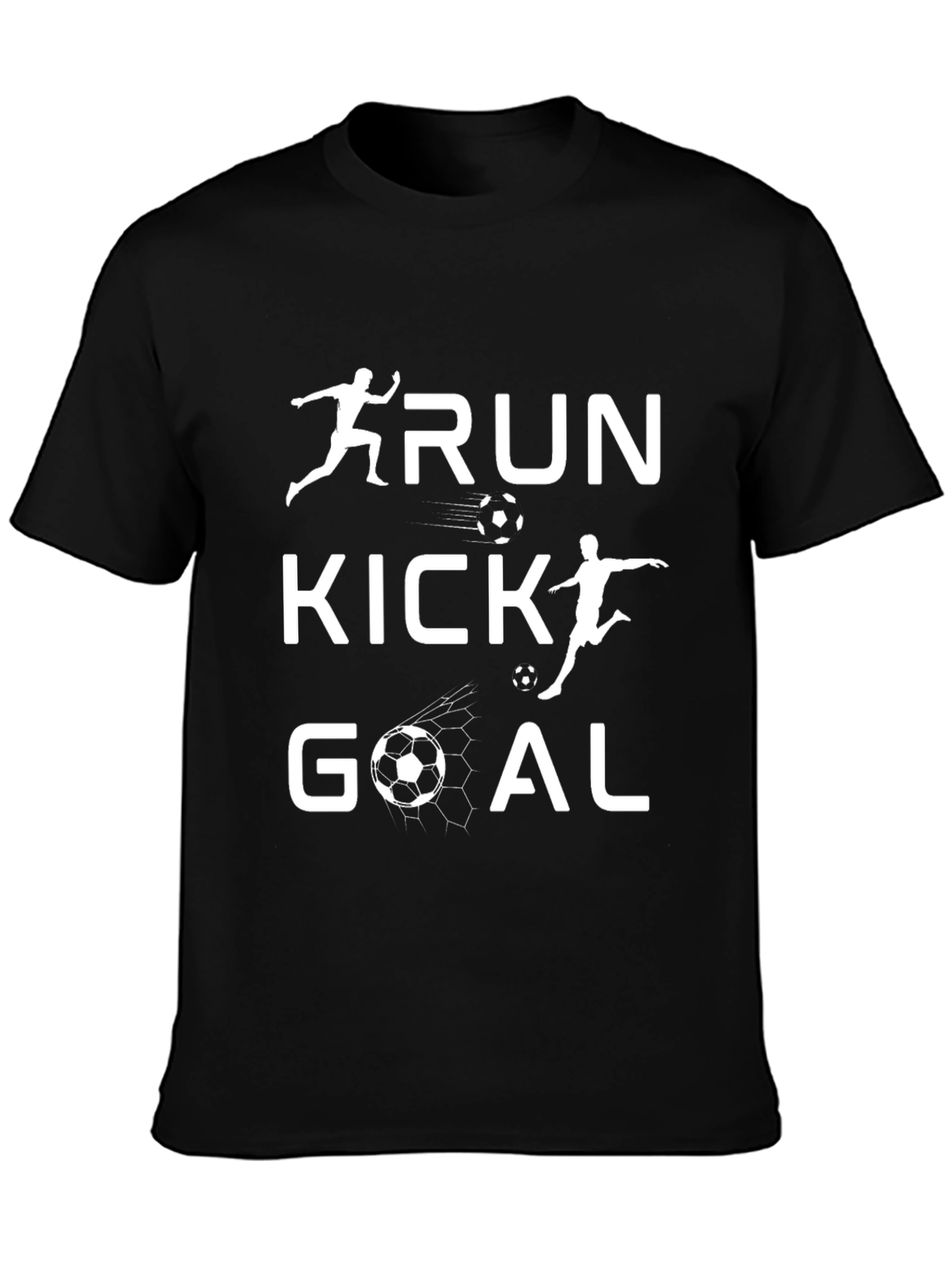 Run Kick Goal Soccer Graphic Tee - Black T-Shirt
