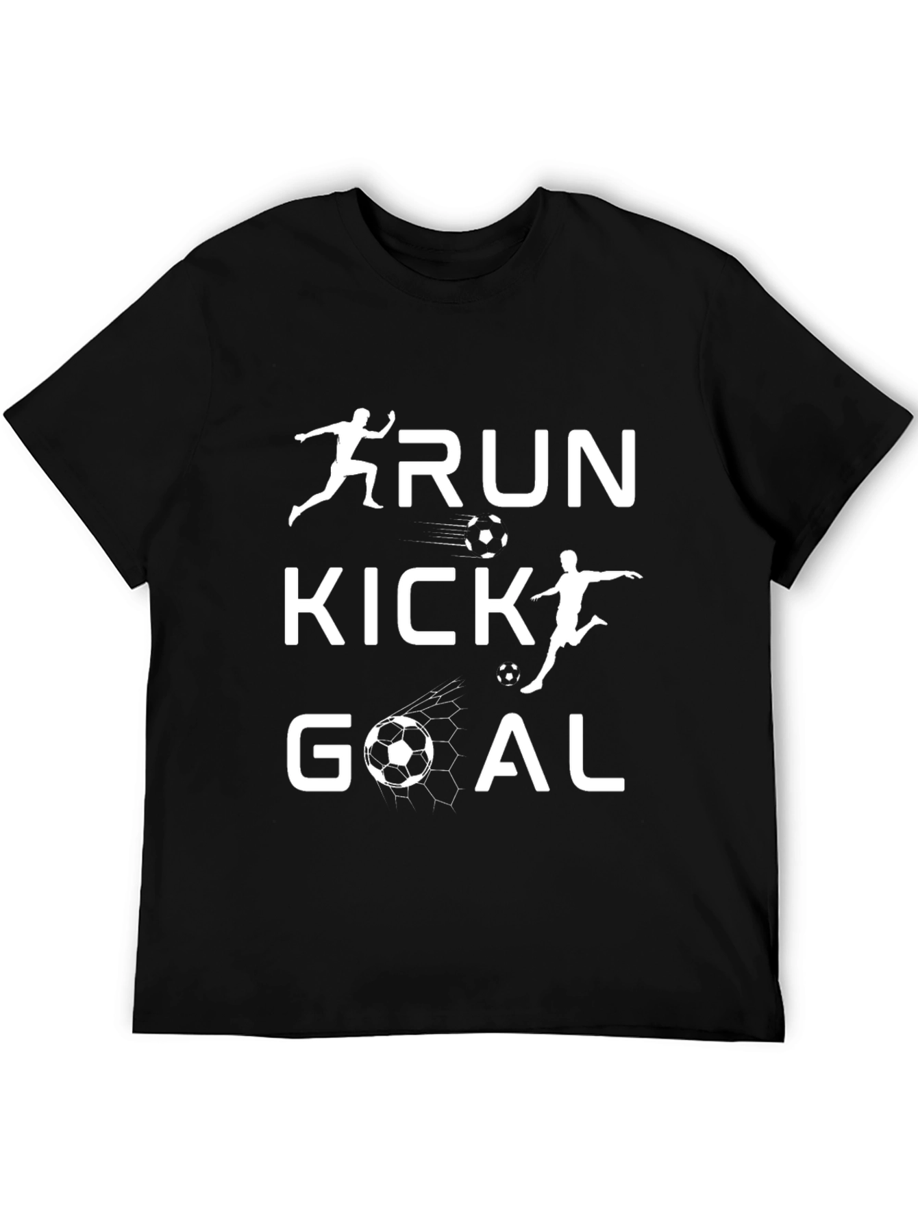 Run Kick Goal Soccer Graphic Tee - Black T-Shirt