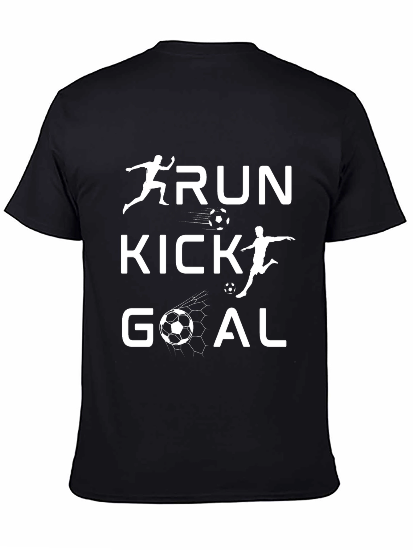 Run Kick Goal Soccer Graphic Tee - Black T-Shirt