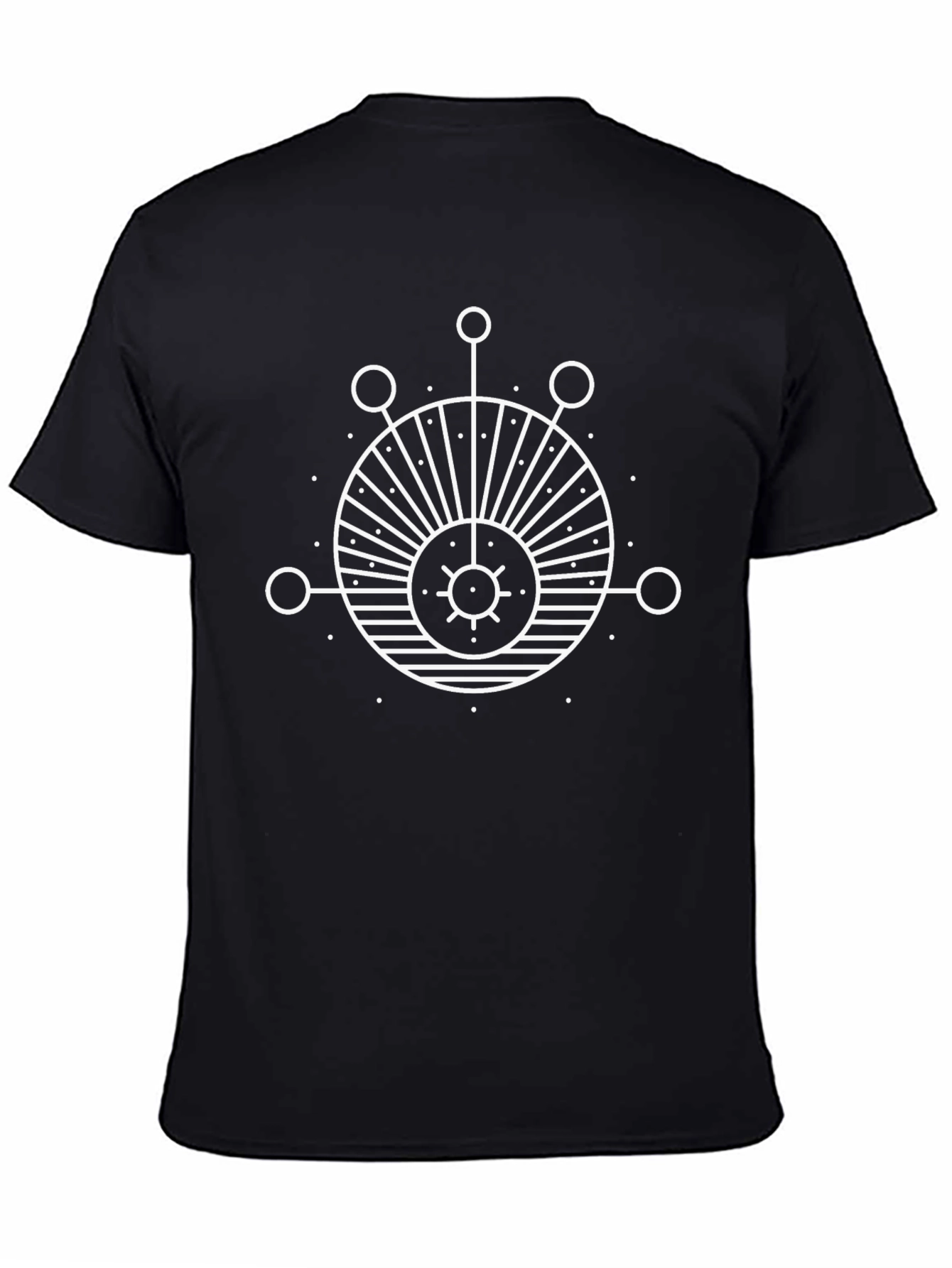 Geometric Graphic Tee - Black Cotton Blend