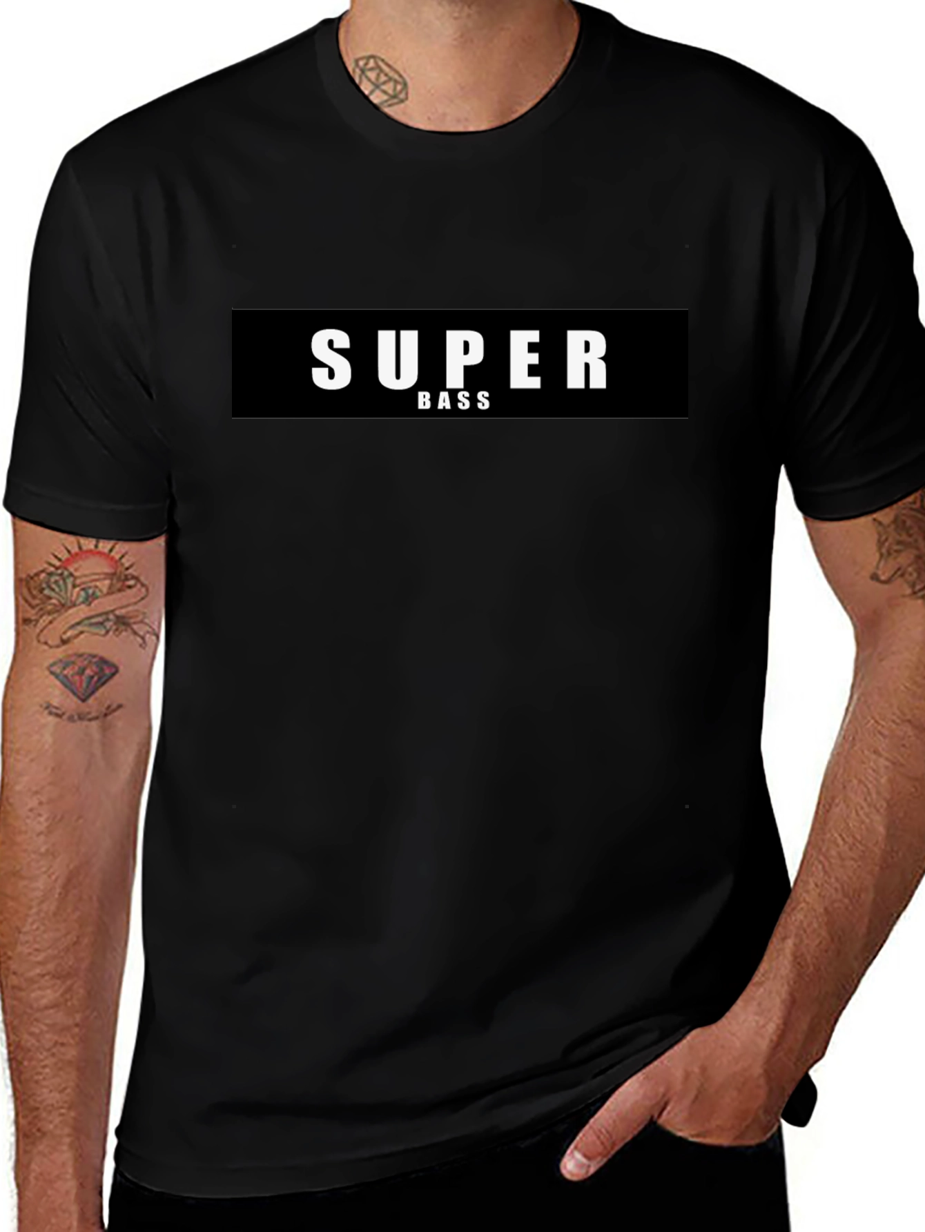 Super Bass Graphic Black T-Shirt