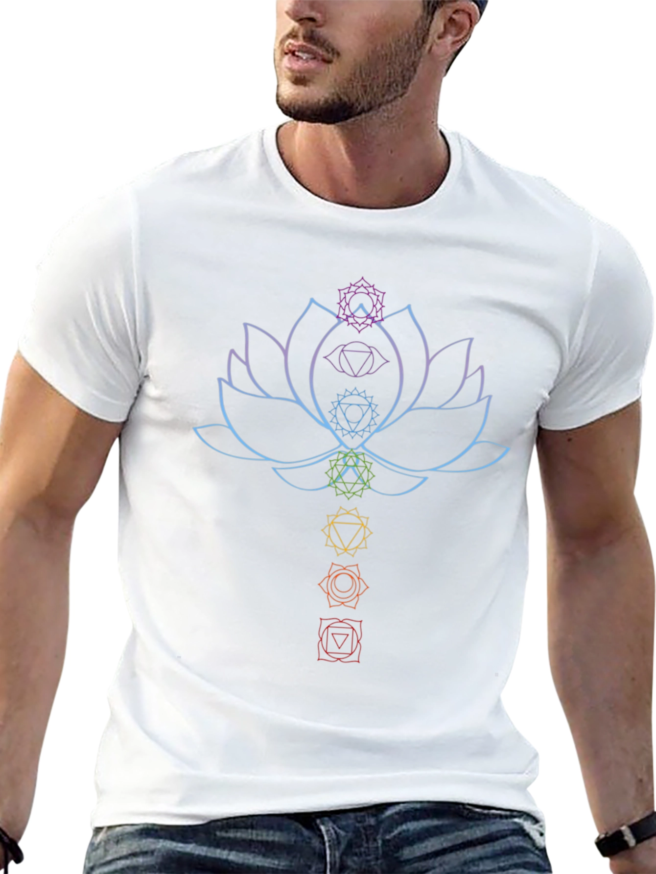 Chakra Lotus Graphic Tee - Black Cotton Blend