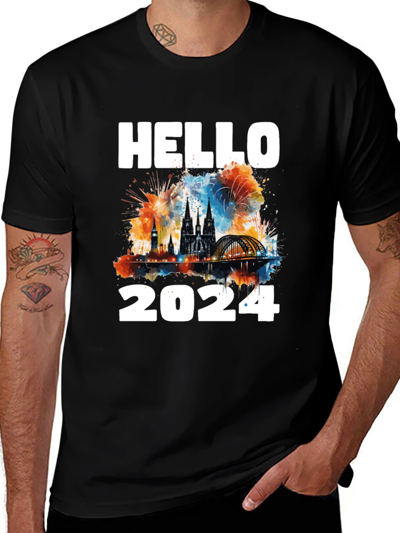 Hello 2024 Graphic Tee - New Year Celebration Shirt