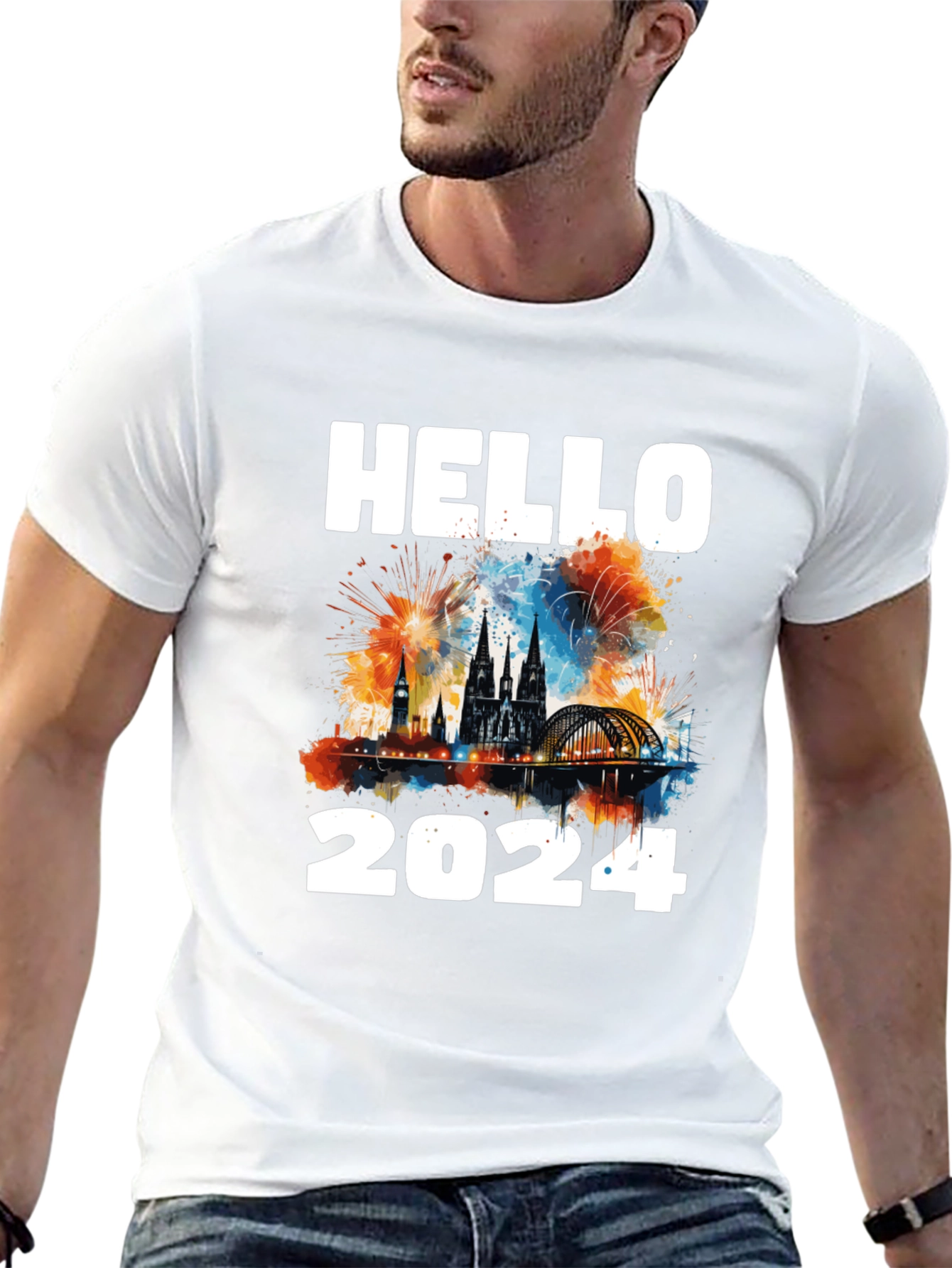 Hello 2024 Graphic Tee - New Year Celebration Shirt