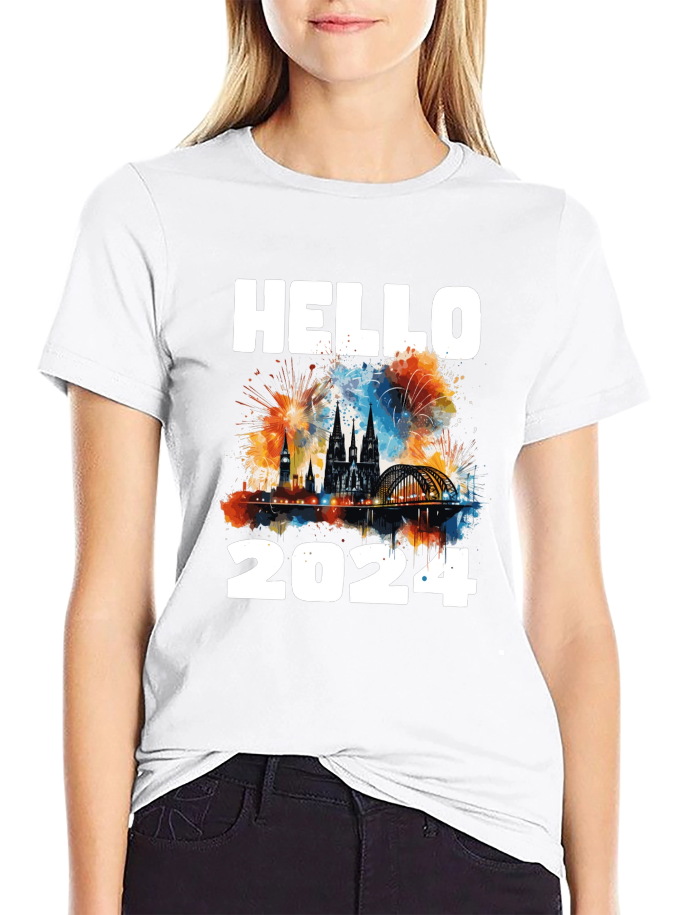 Hello 2024 Graphic Tee - New Year Celebration Shirt