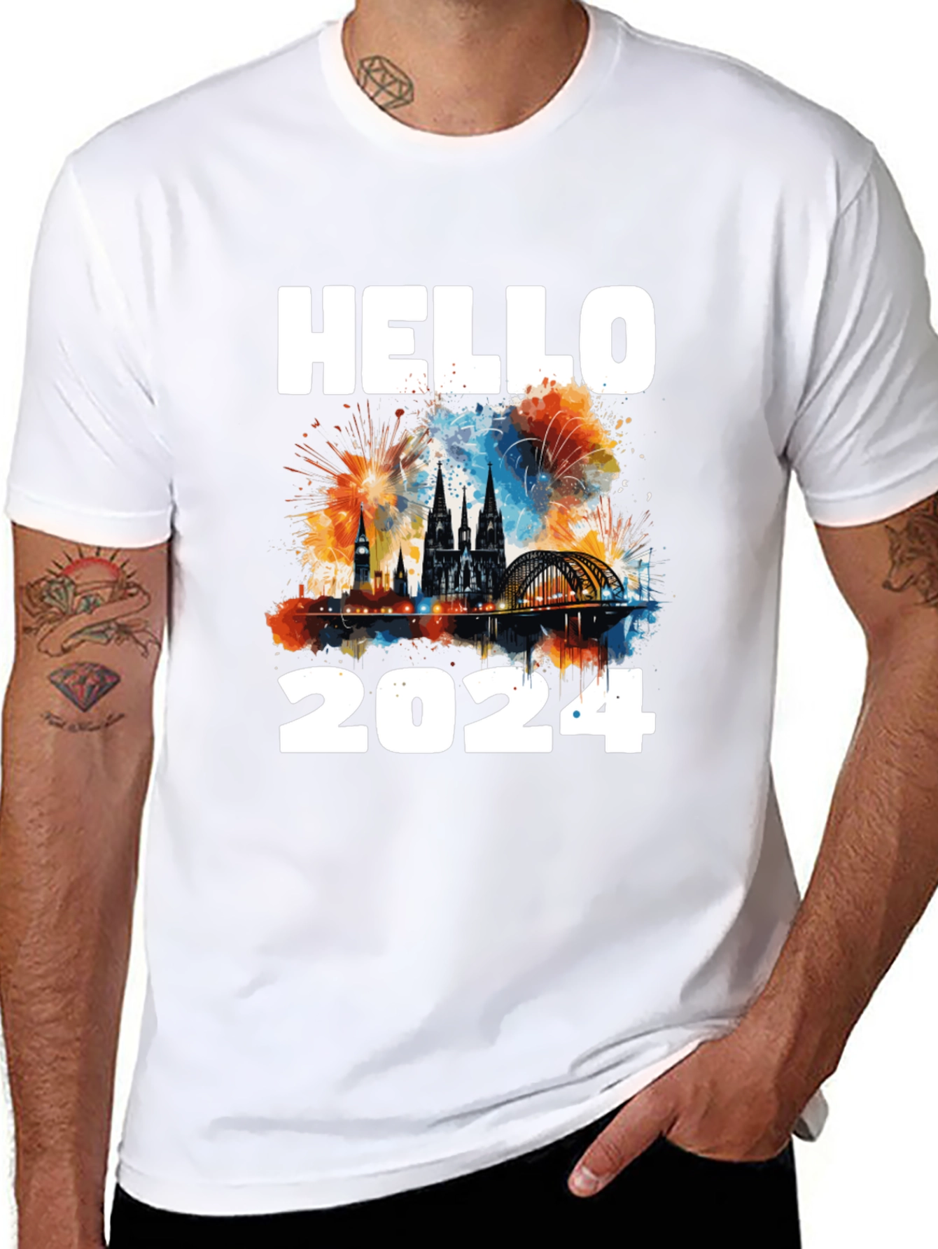 Hello 2024 Graphic Tee - New Year Celebration Shirt