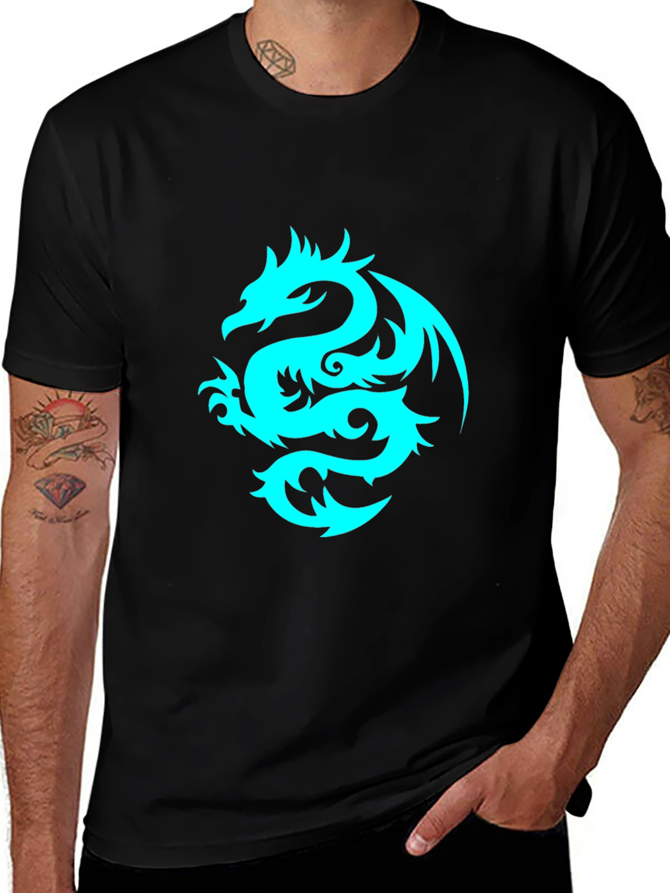 Dragon Graphic Tee - Black Short Sleeve T-Shirt