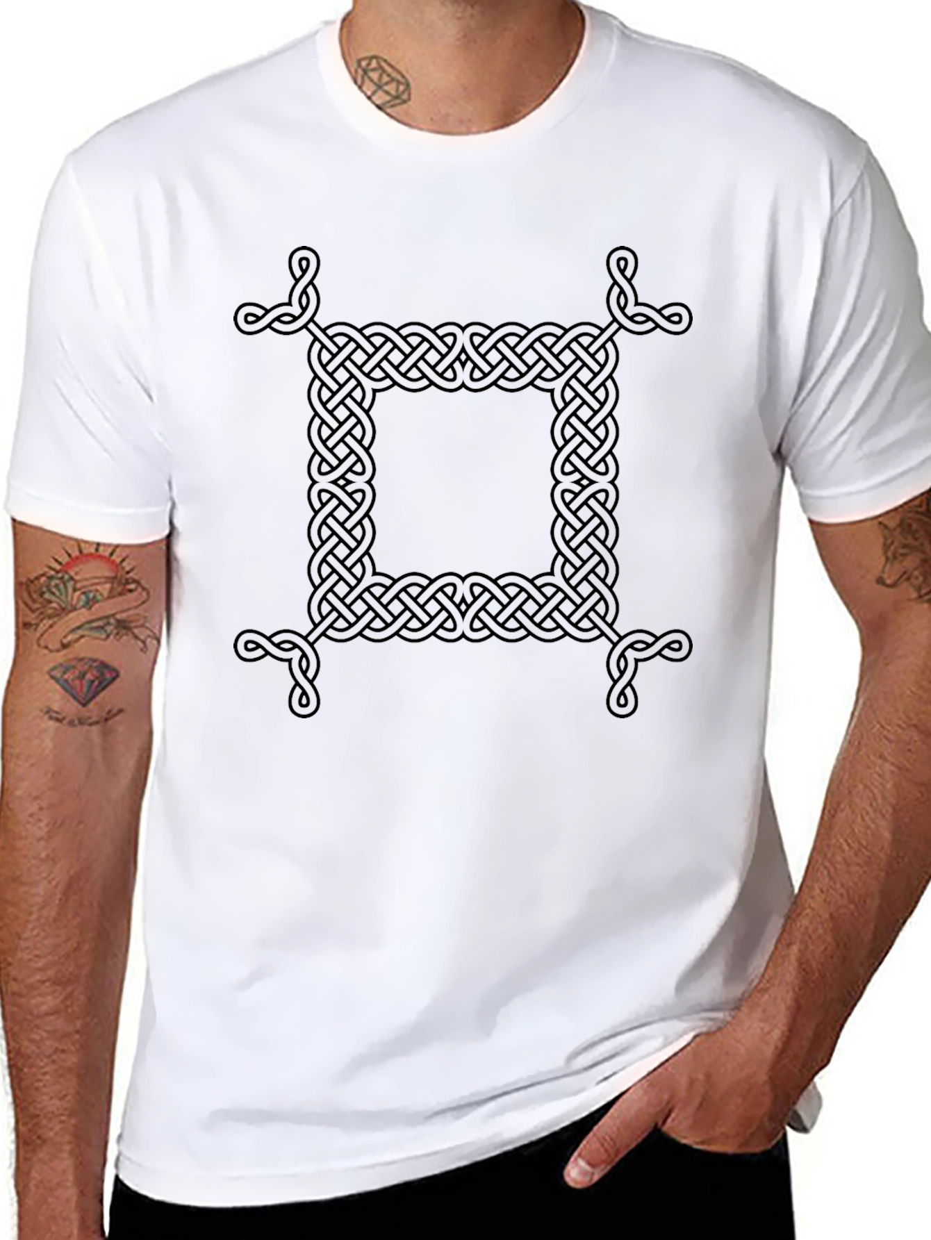 Celtic Knot Square Graphic Tee - Unisex Black T-Shirt