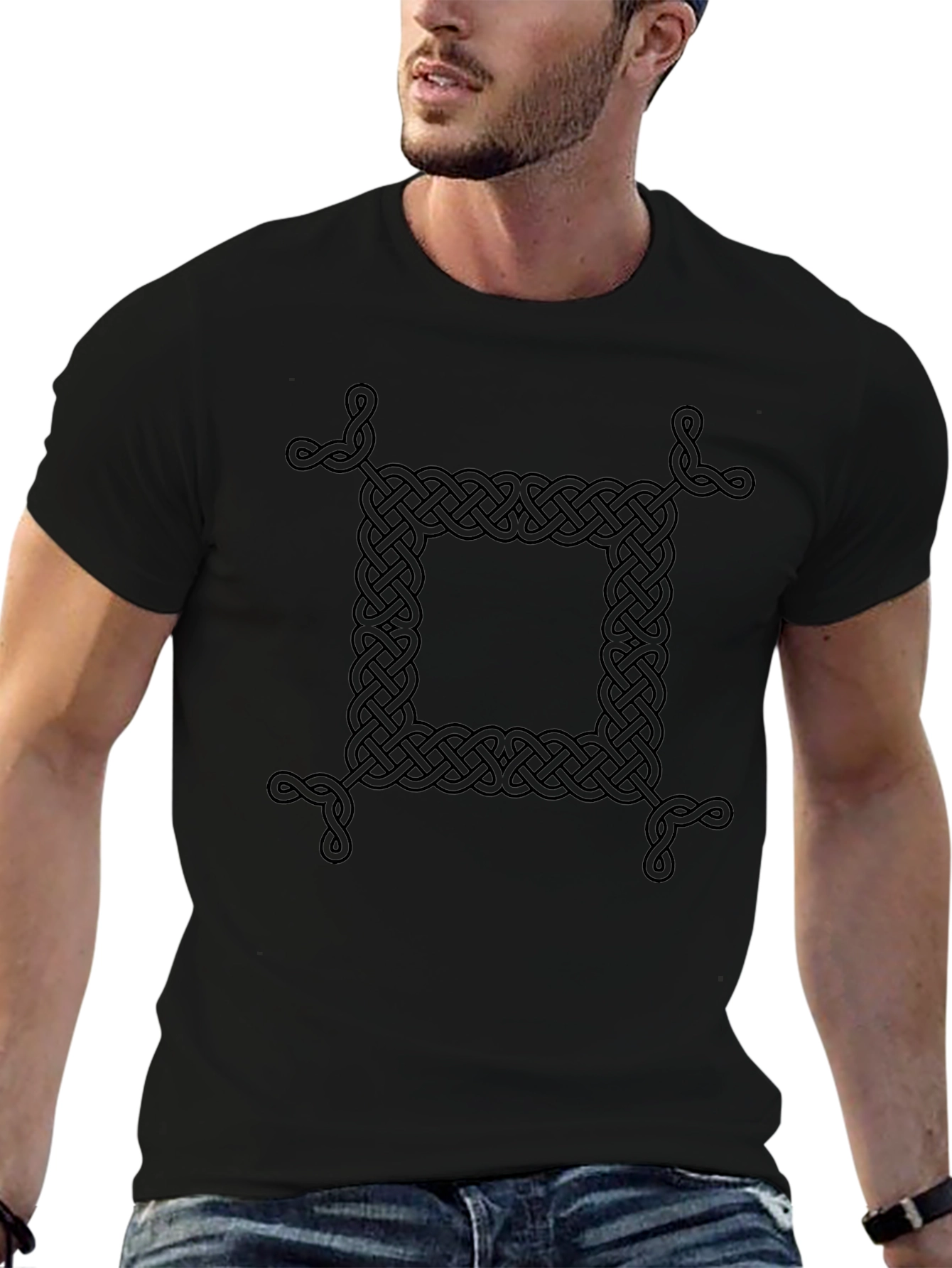 Celtic Knot Square Graphic Tee - Unisex Black T-Shirt