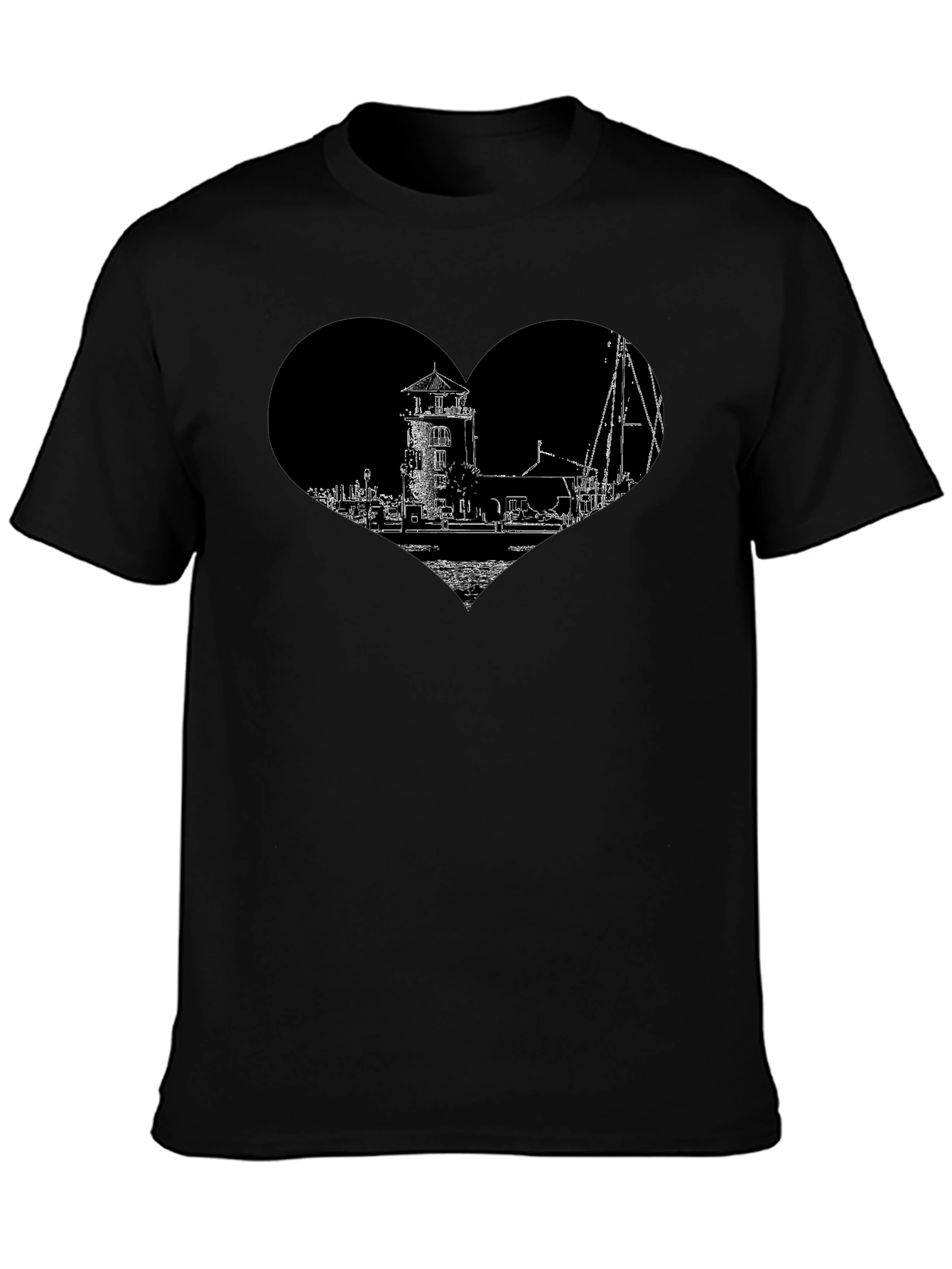 Lighthouse Heart Graphic Tee - Black