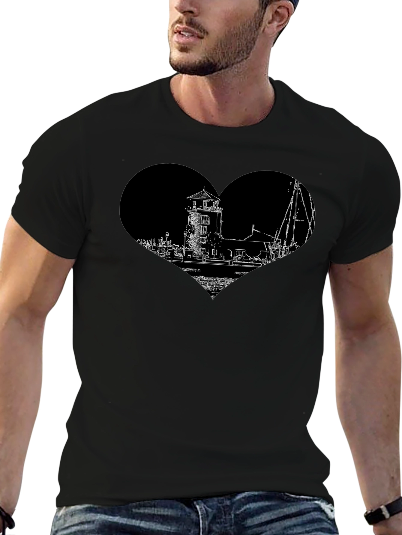 Lighthouse Heart Graphic Tee - Black