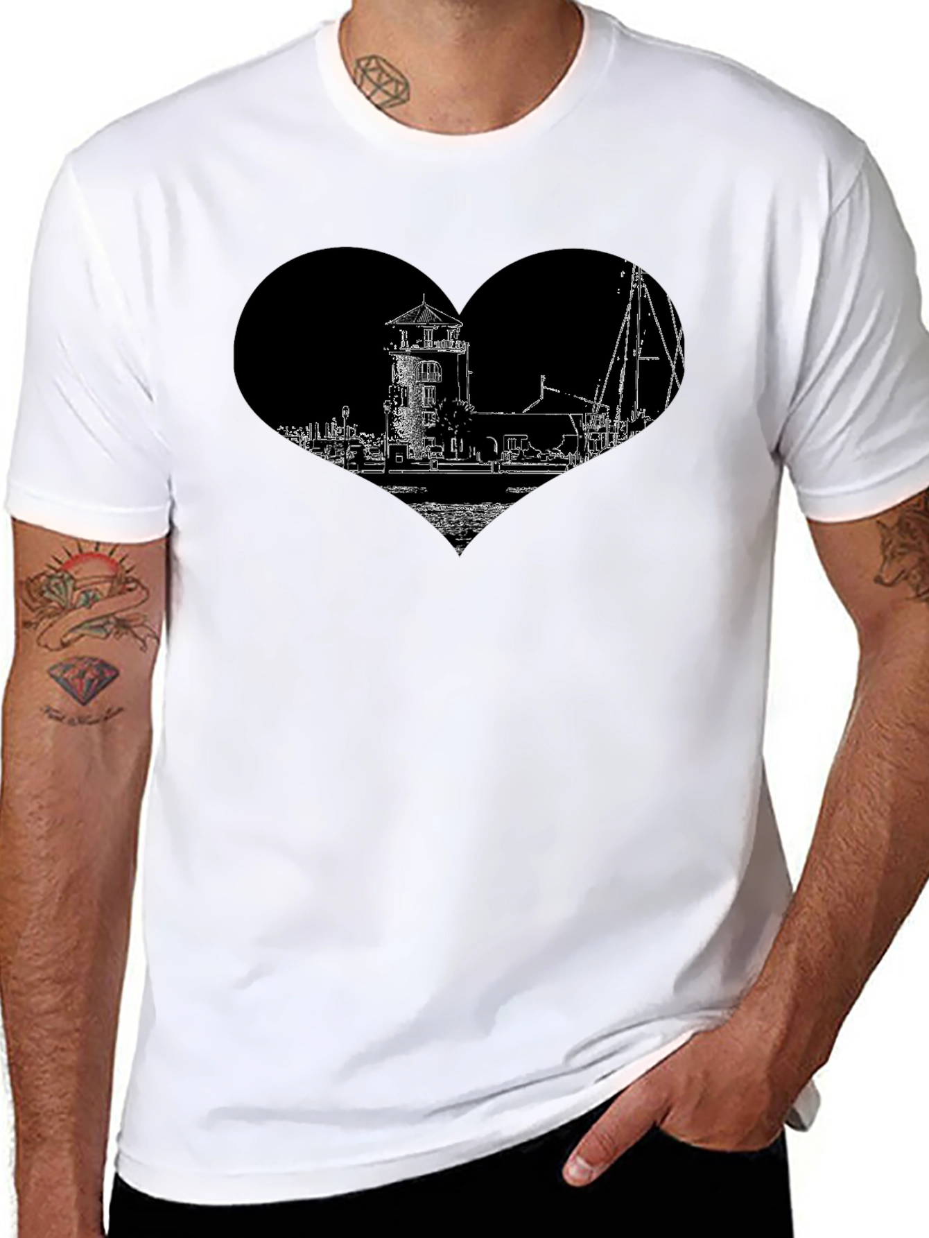 Lighthouse Heart Graphic Tee - Black